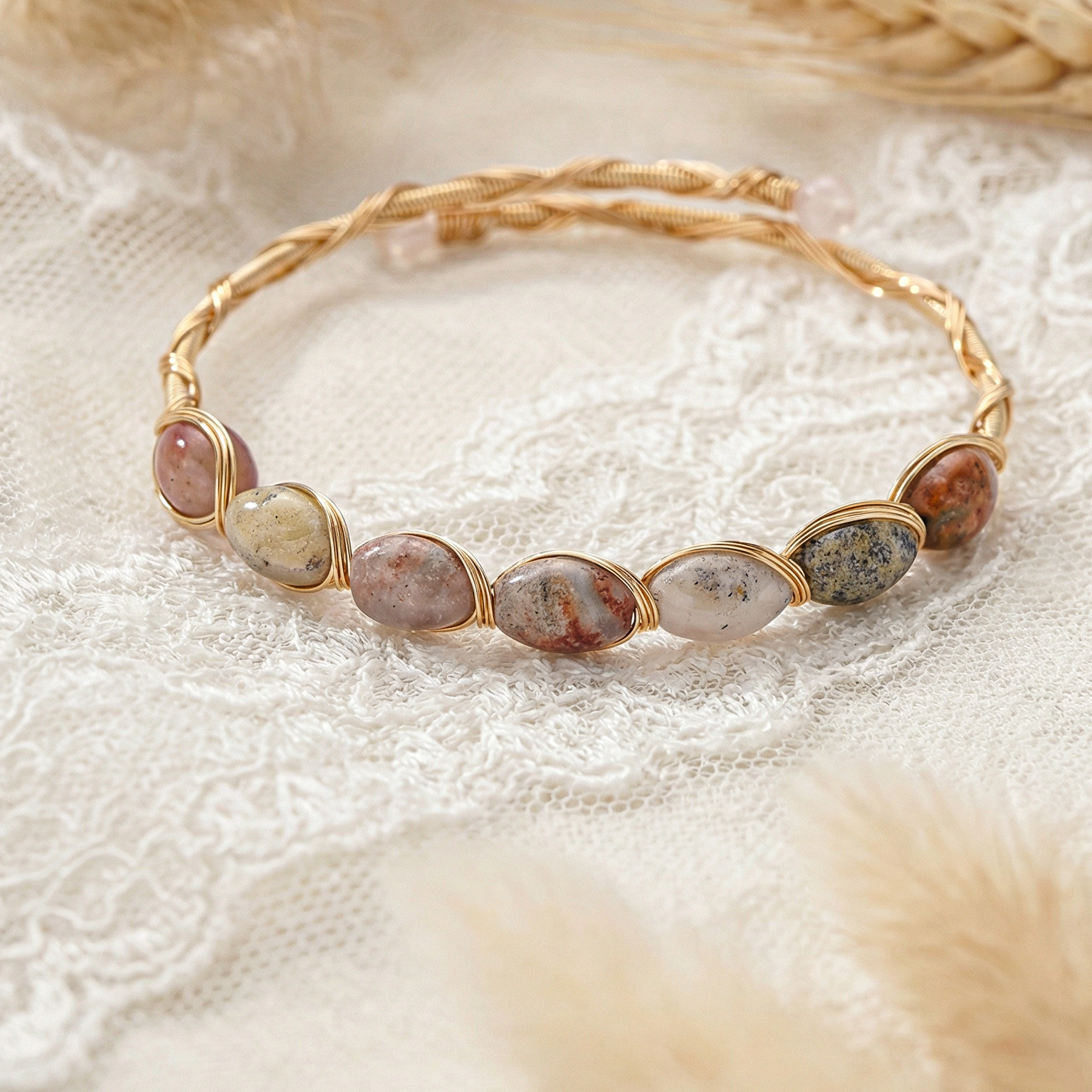 Various Stones Handmade Bracelet B4337