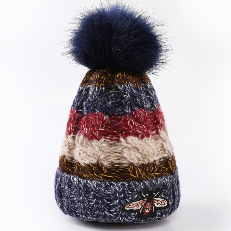 Bee PomPom Warm Knitted Hat C0054