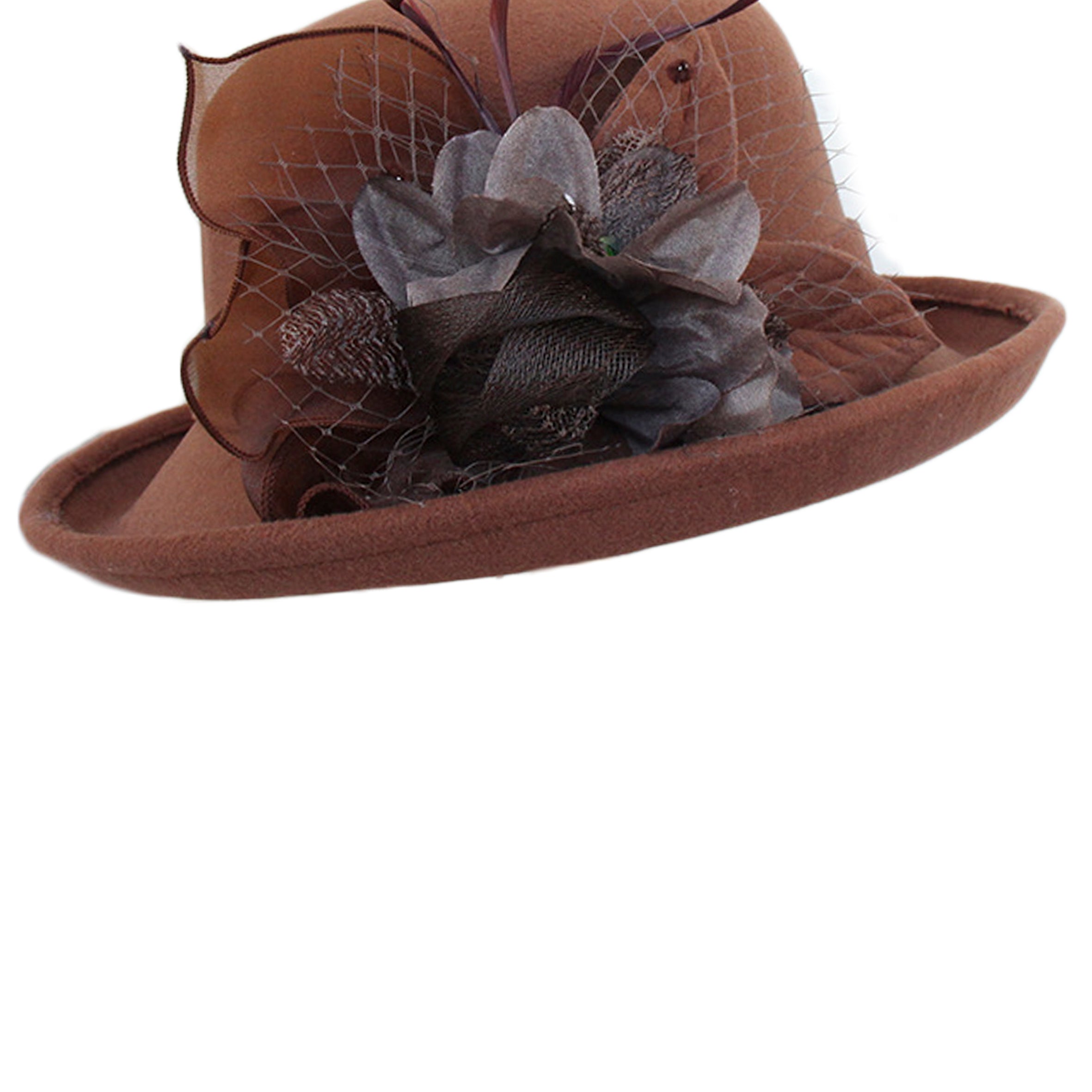 Feather Mesh Bowler Top Hat C0081