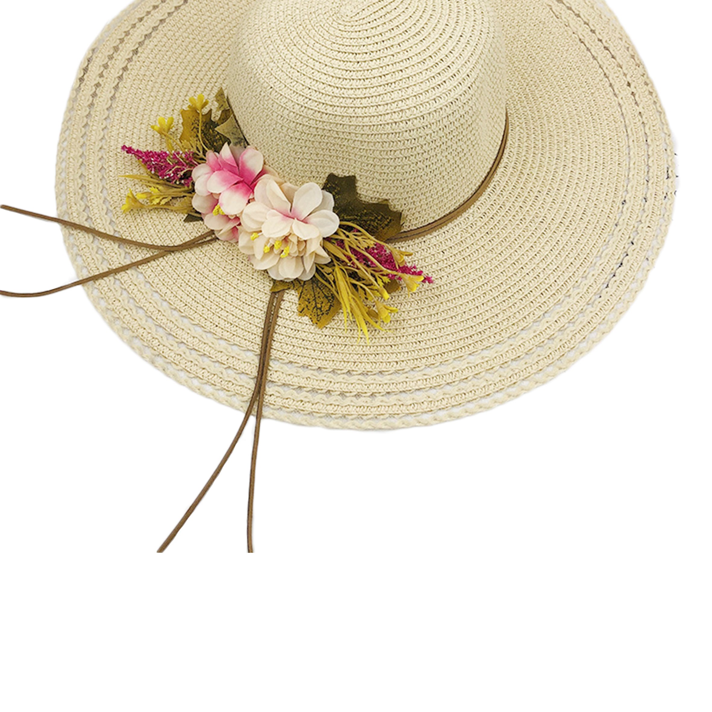 Printed Straw Fedora Hat C0348