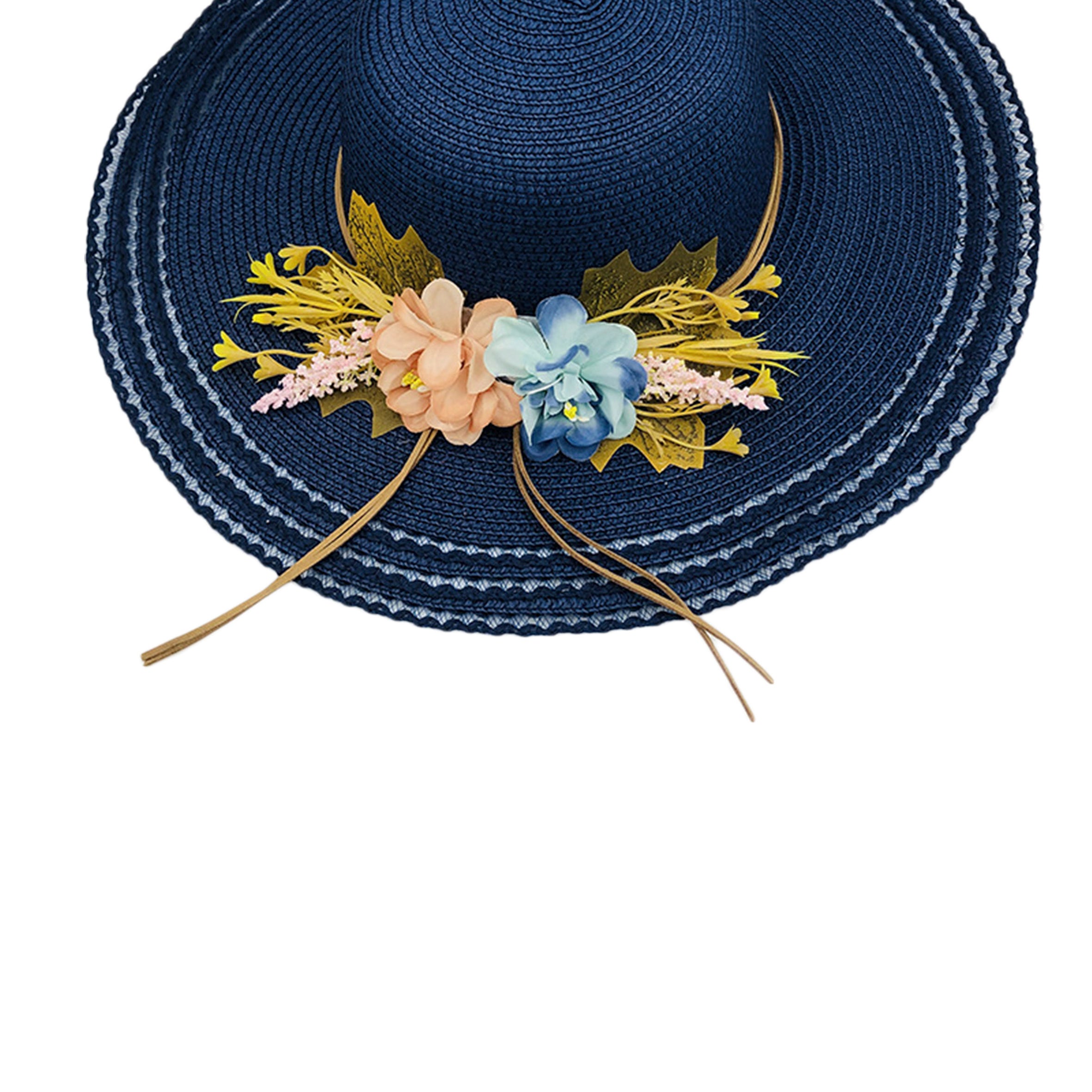 Printed Straw Fedora Hat C0348