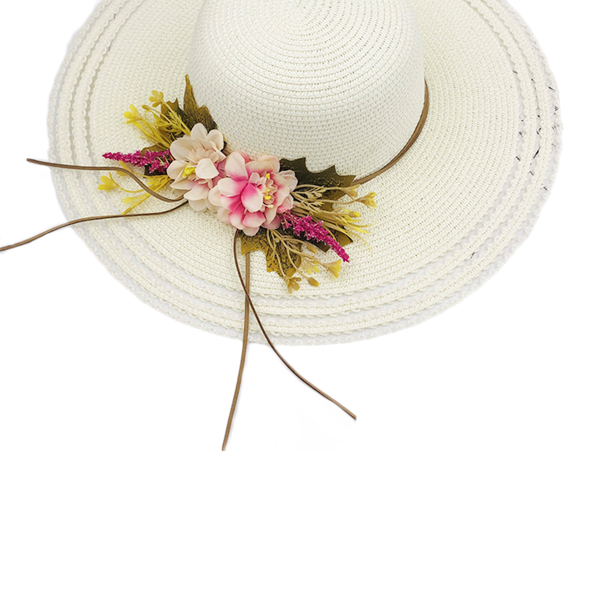Printed Straw Fedora Hat C0348