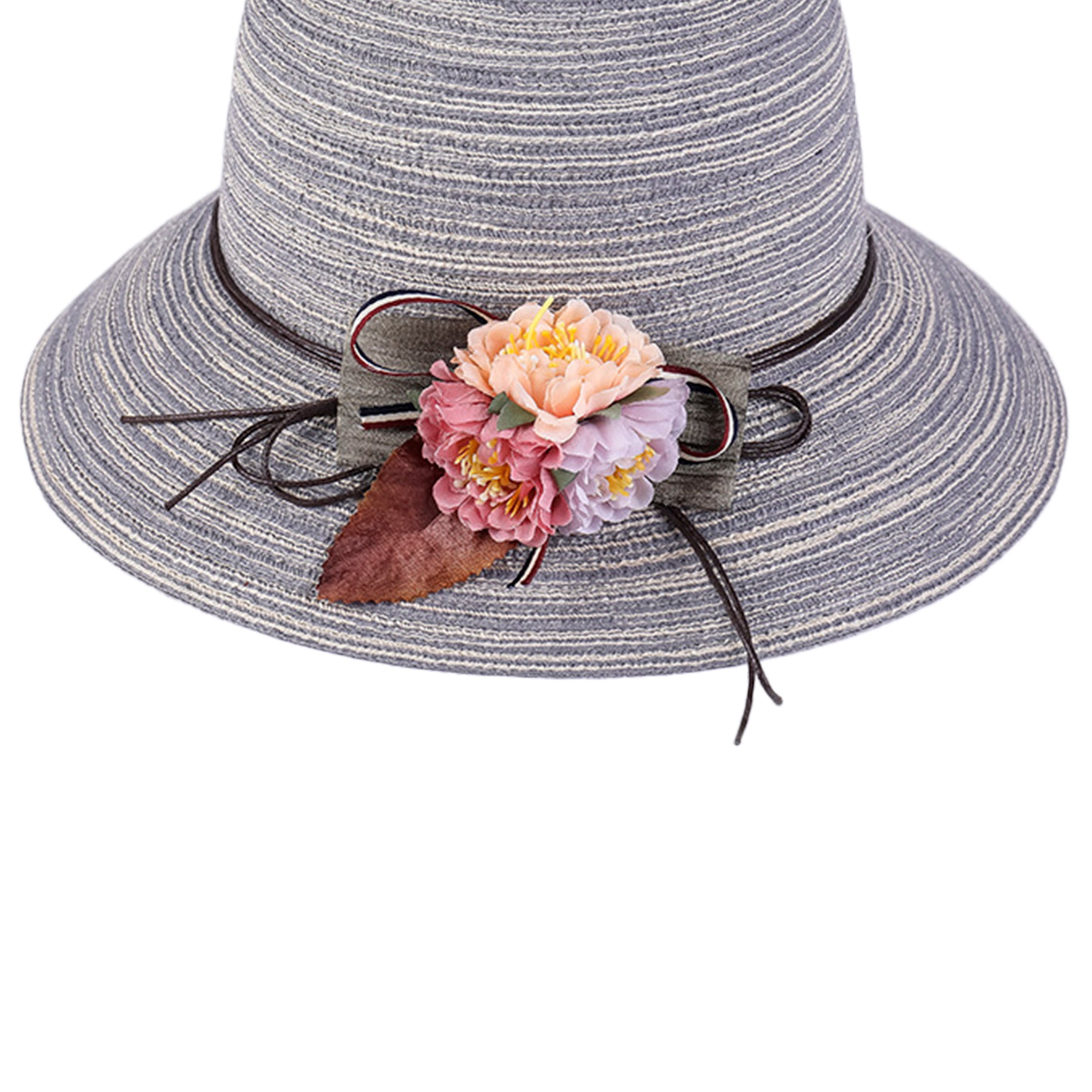 Floral Straw Fedora Hat C0352