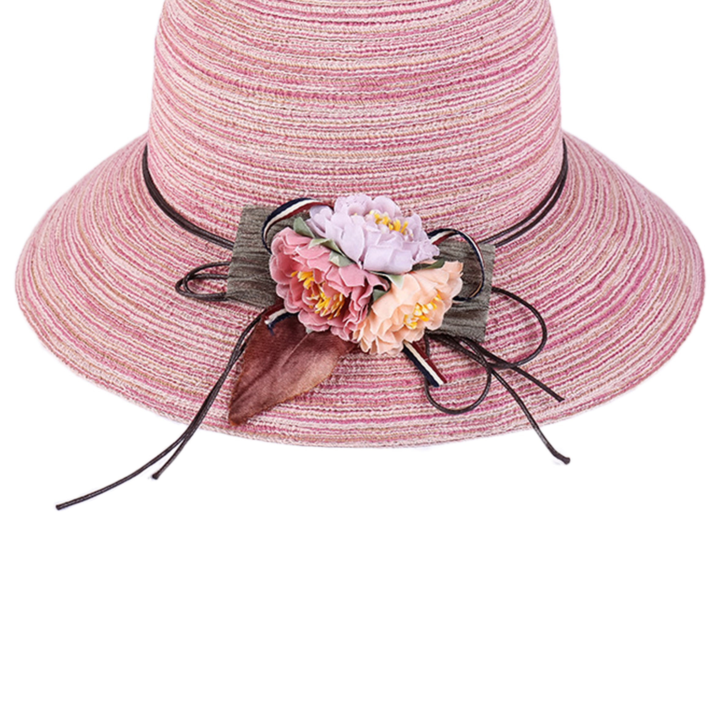 Floral Straw Fedora Hat C0352