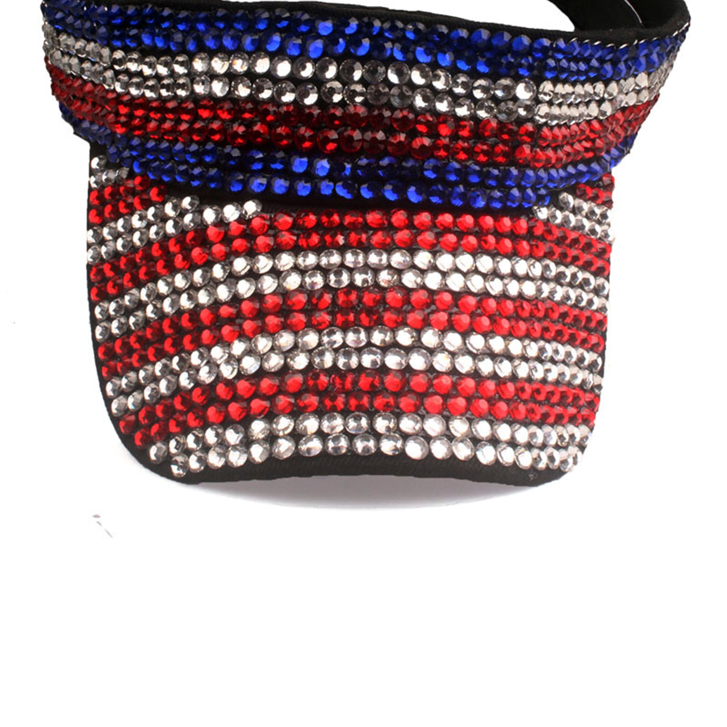 Gorra con visera de diamantes de imitación con bandera estadounidense C0367