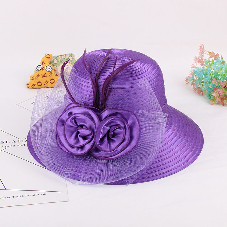 Floral Straw Fedora Hat C0415