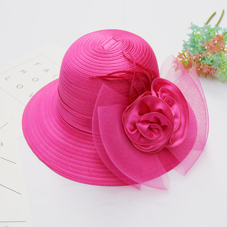 Floral Straw Fedora Hat C0415