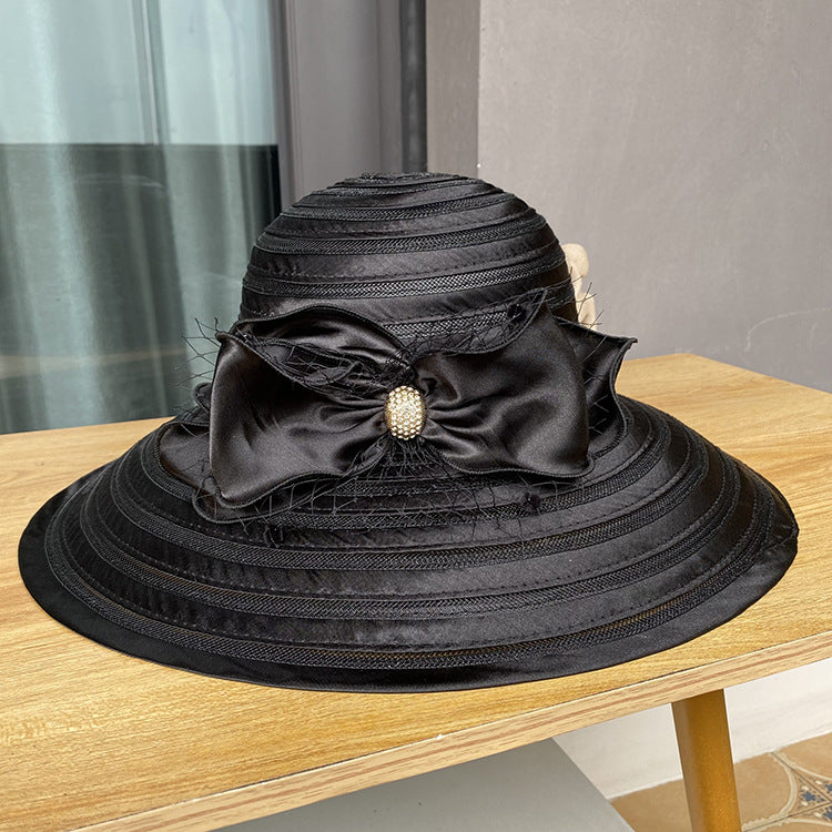 Bow Wide Brim Fedora Hat C0459