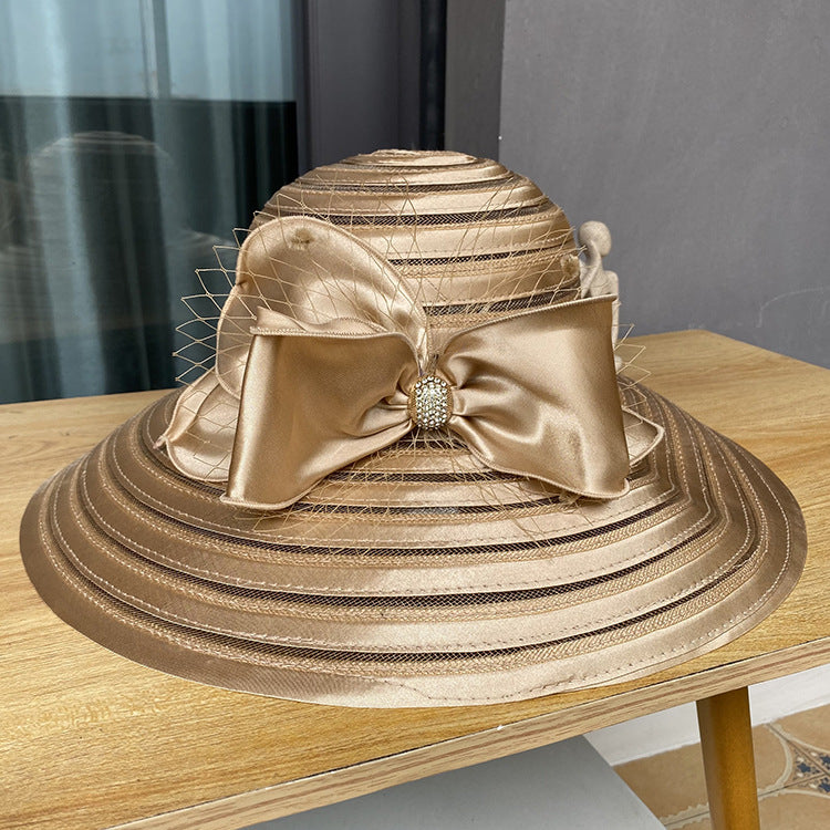 Bow Wide Brim Fedora Hat C0459