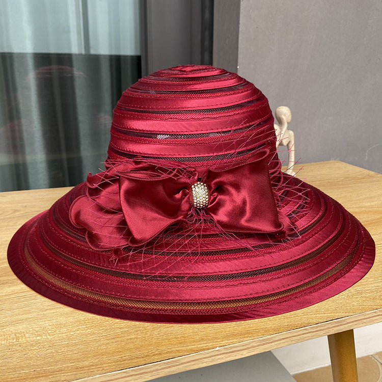 Bow Wide Brim Fedora Hat C0459