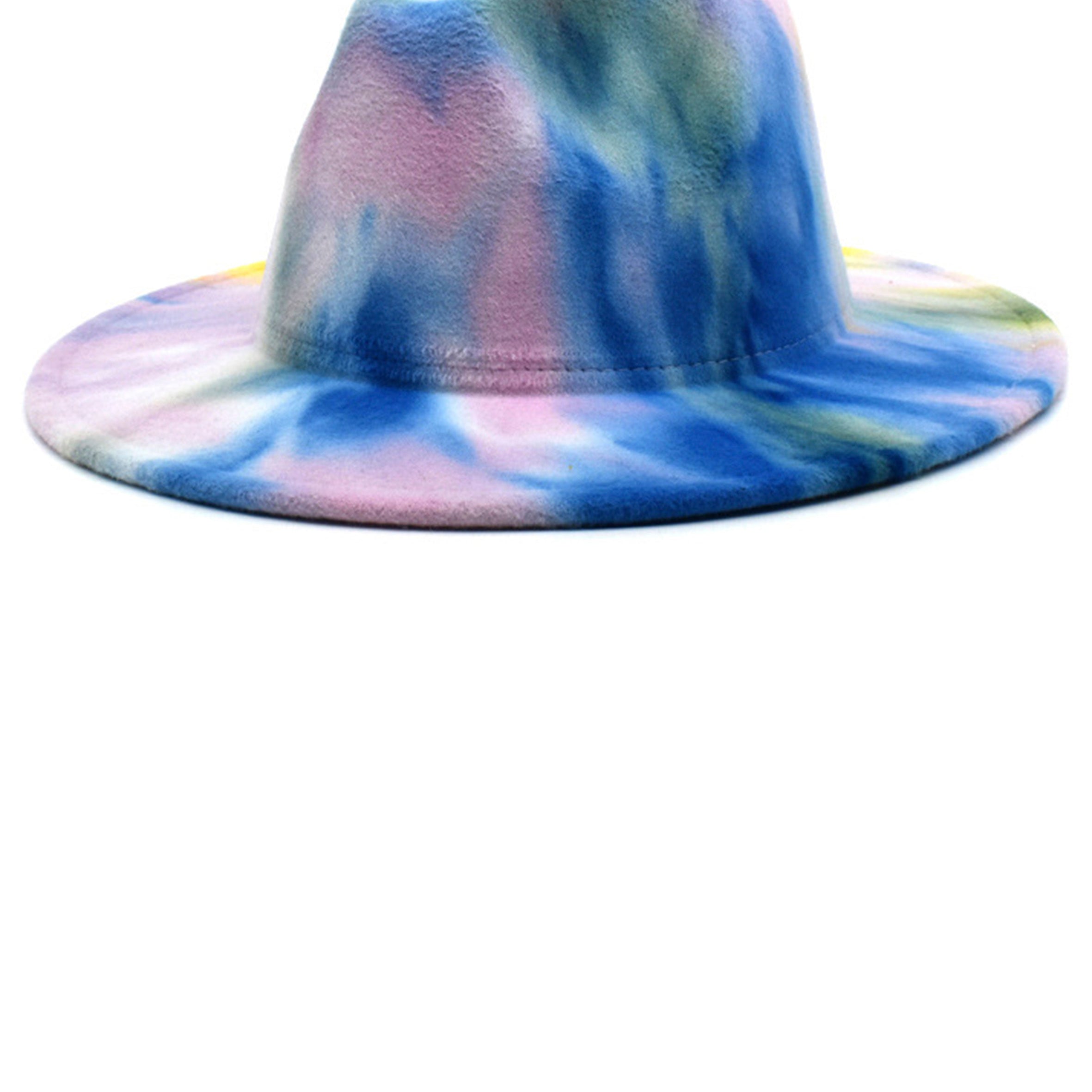 Tie-dye Printed Wide Brim Fedora Hat C0471