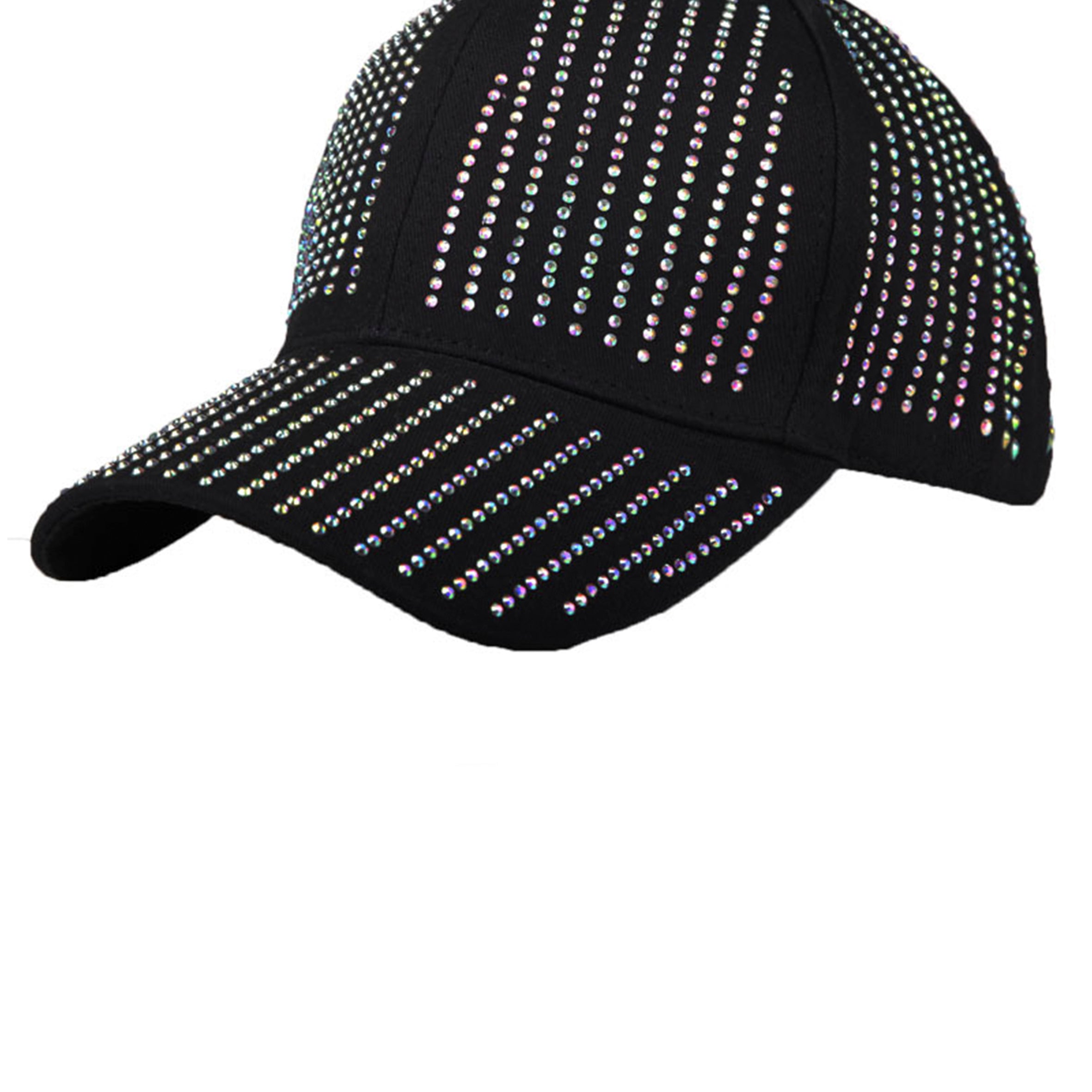 Gorra de rayas con diamantes de imitación C0500