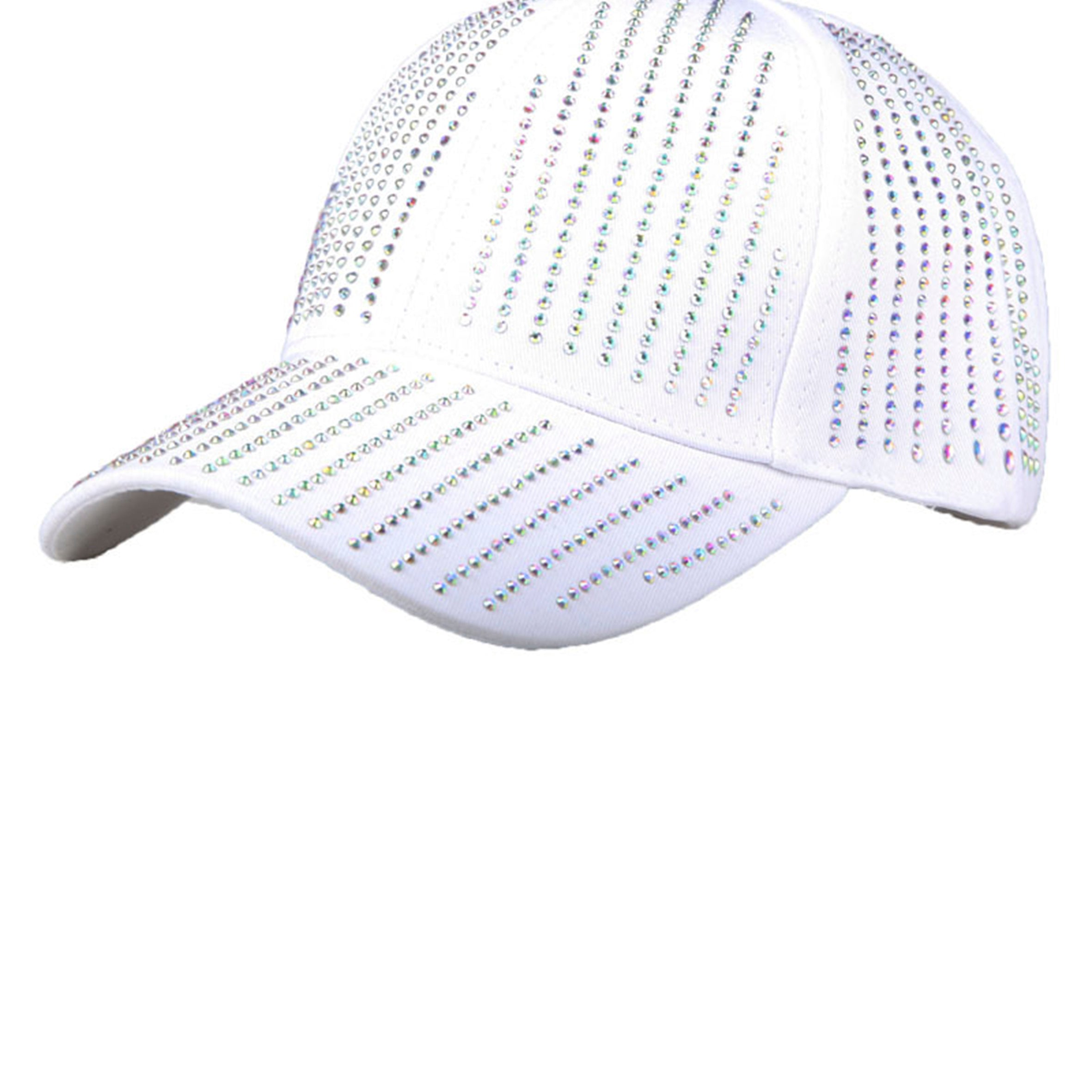 Gorra de rayas con diamantes de imitación C0500