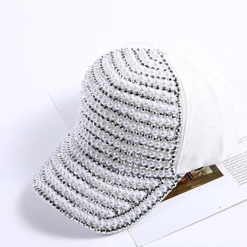 Pearl Rhinestone Cap C0506