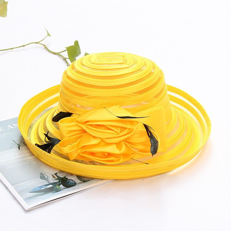 Floral Gauze Fedora Hat C0567