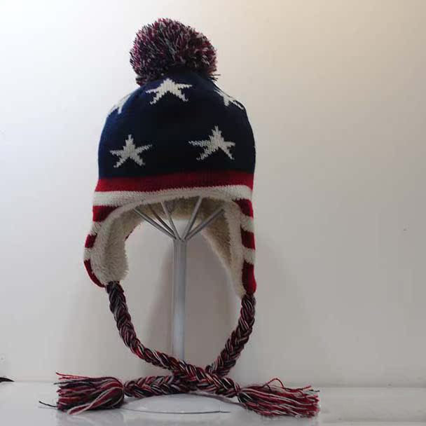 Gorros con borlas y estampado de bandera estadounidense C0714