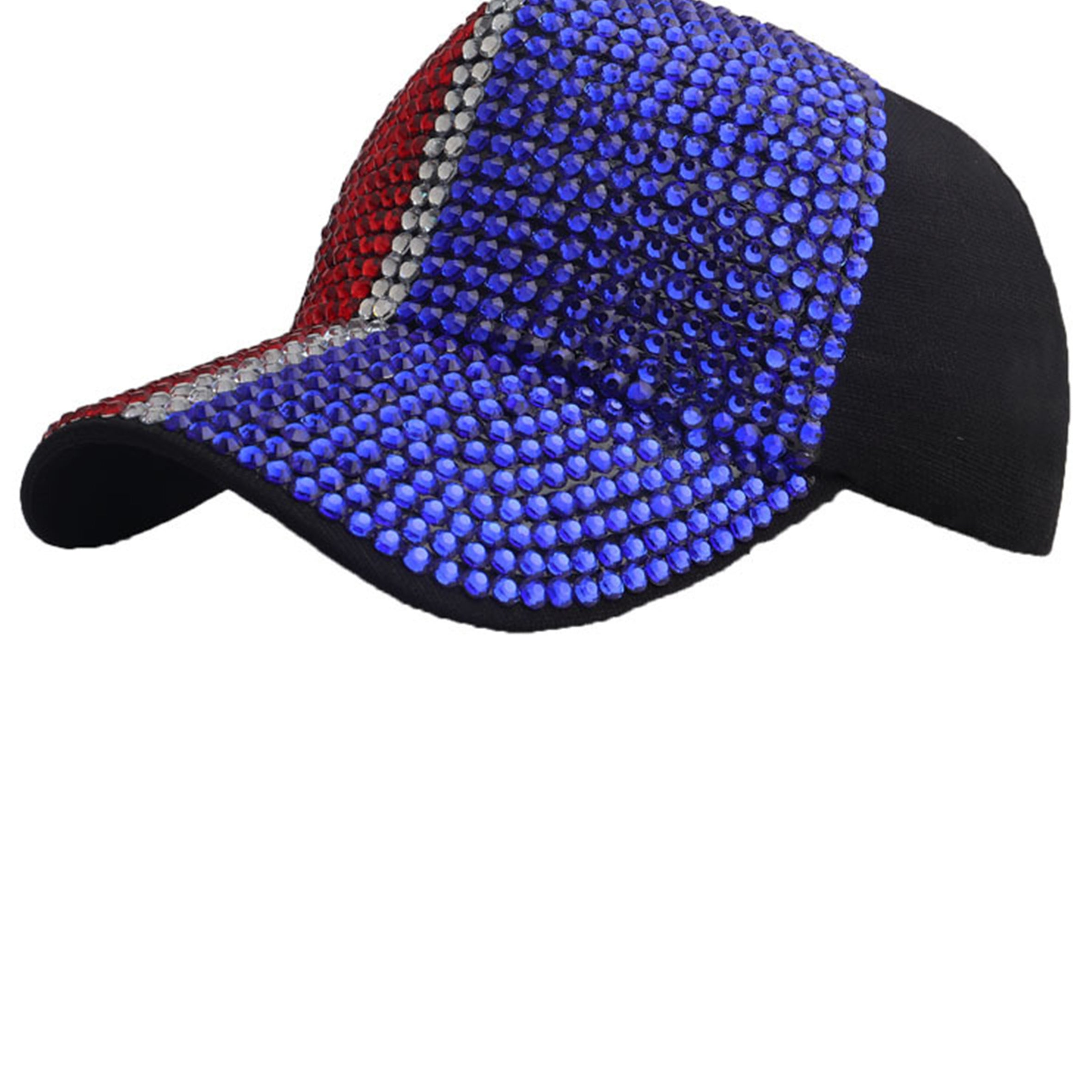 Gorra con diamantes de imitación en color bandera estadounidense C0721