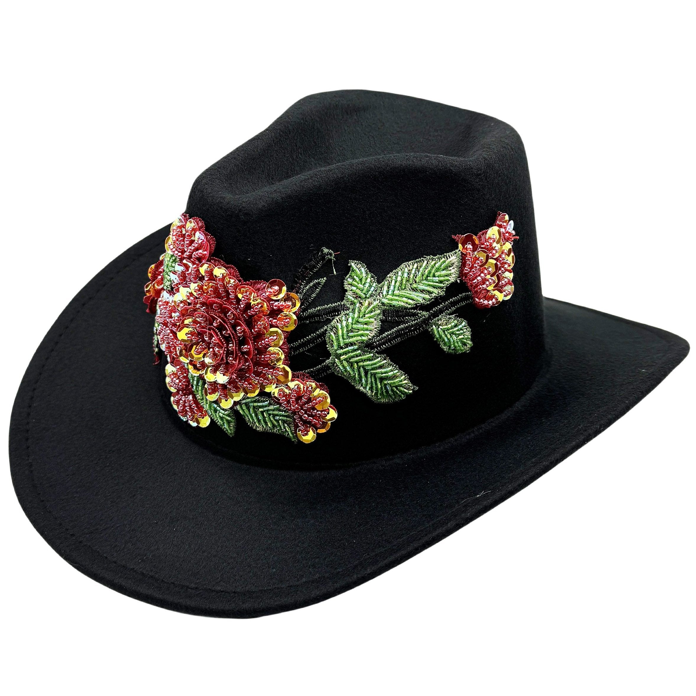 Floral Sequin Woolen Fedoras Hat C0730