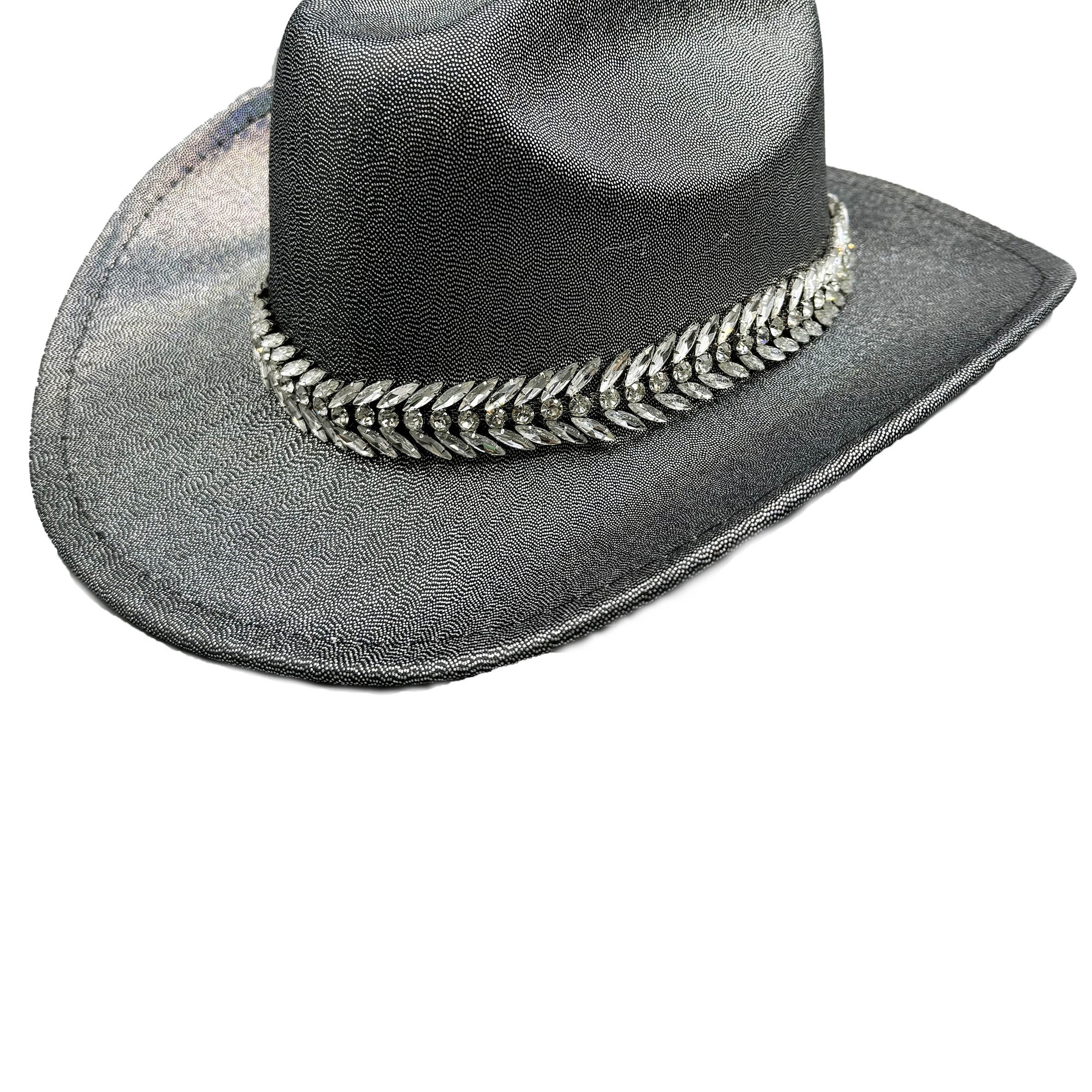 Gorra Fedora con diamantes de imitación y forma de espiga de trigo C0763