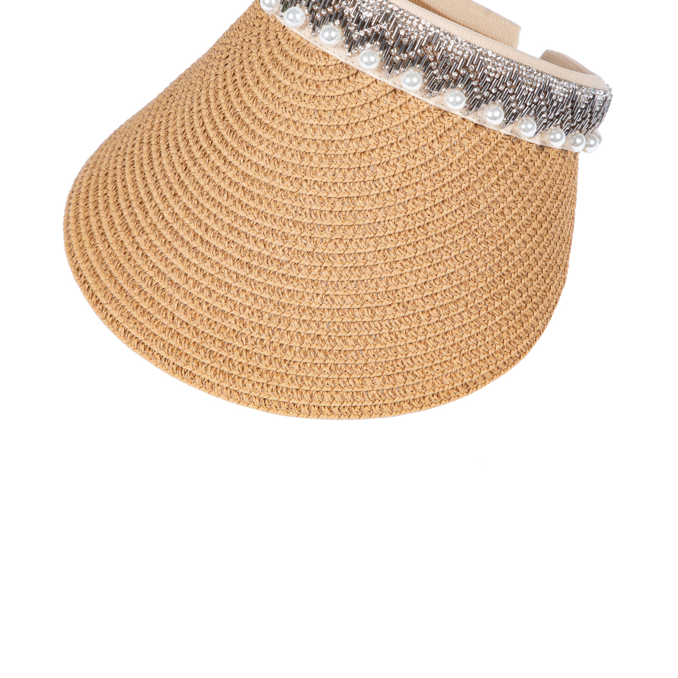 Sombrero de paja con visera de perla C0833