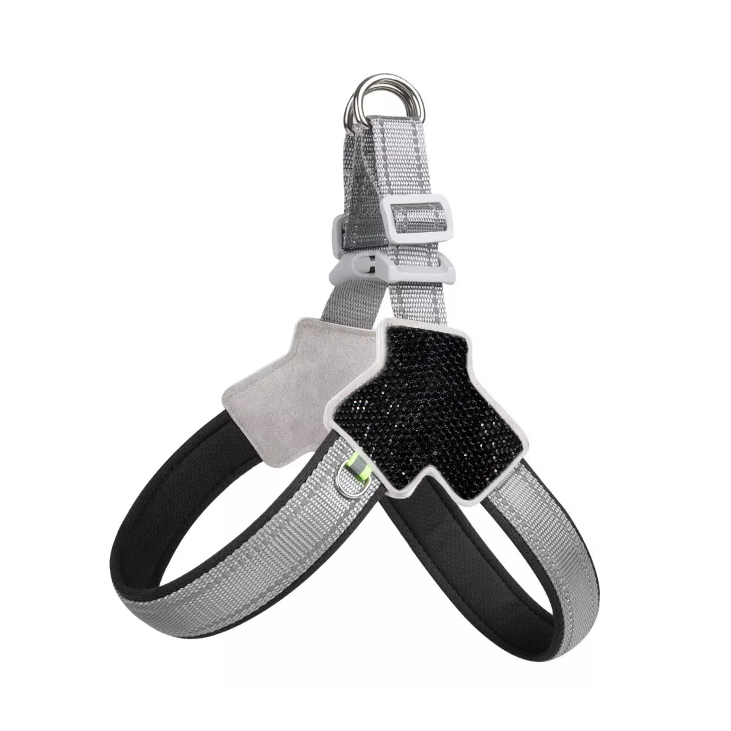 Ceramic Rhinestone Y Shaped Pet Harness Chest Strap CR0003 - Black