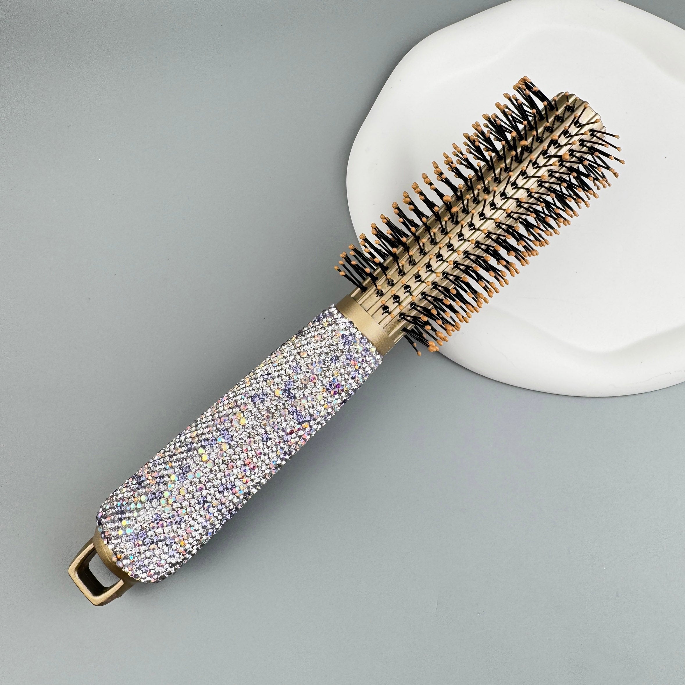 Ceramic Rhinestone Round Hair Brush ACR10008