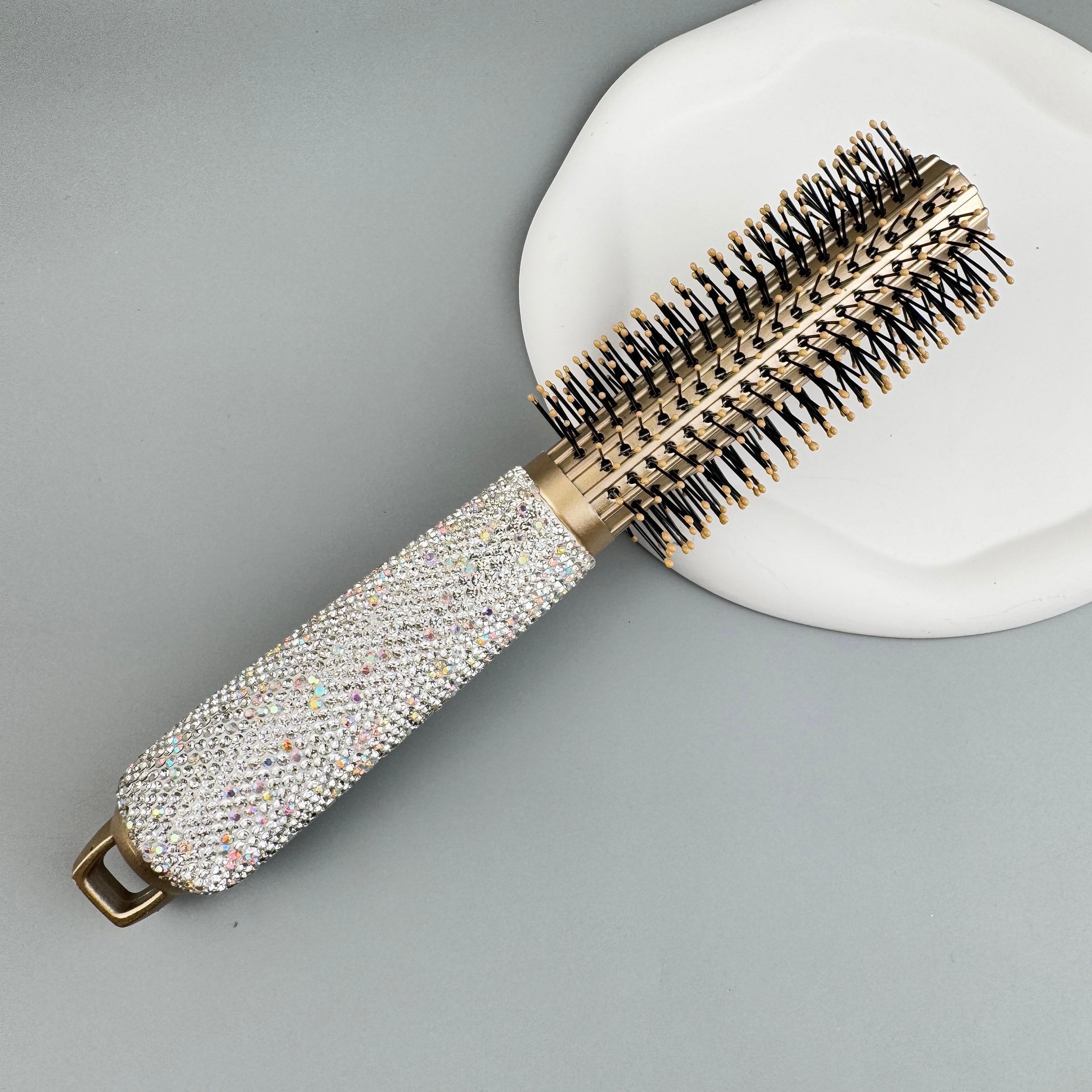 Ceramic Rhinestone Round Hair Brush ACR10008