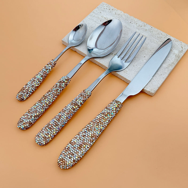 Ceramic Rhinestone Tableware Stainless Steel CR0137-SET
