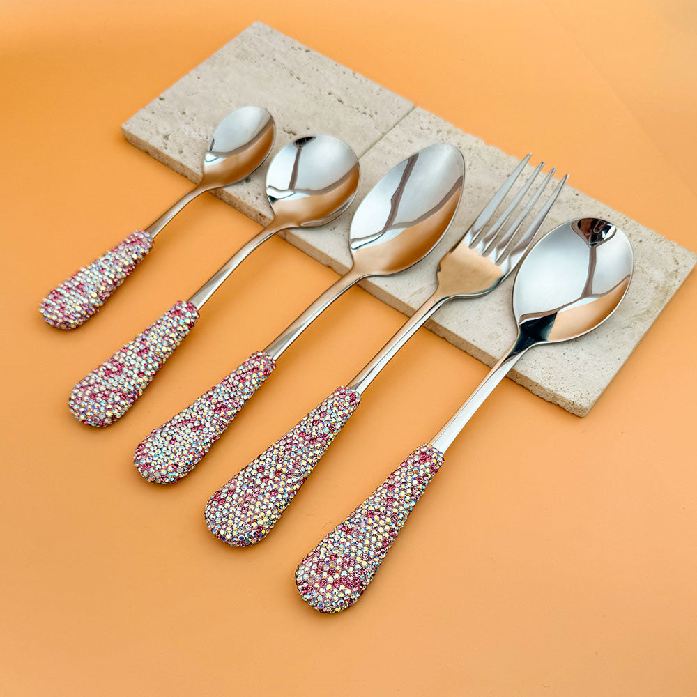 Ceramic Rhinestone Tableware Stainless Steel CR0138-SET