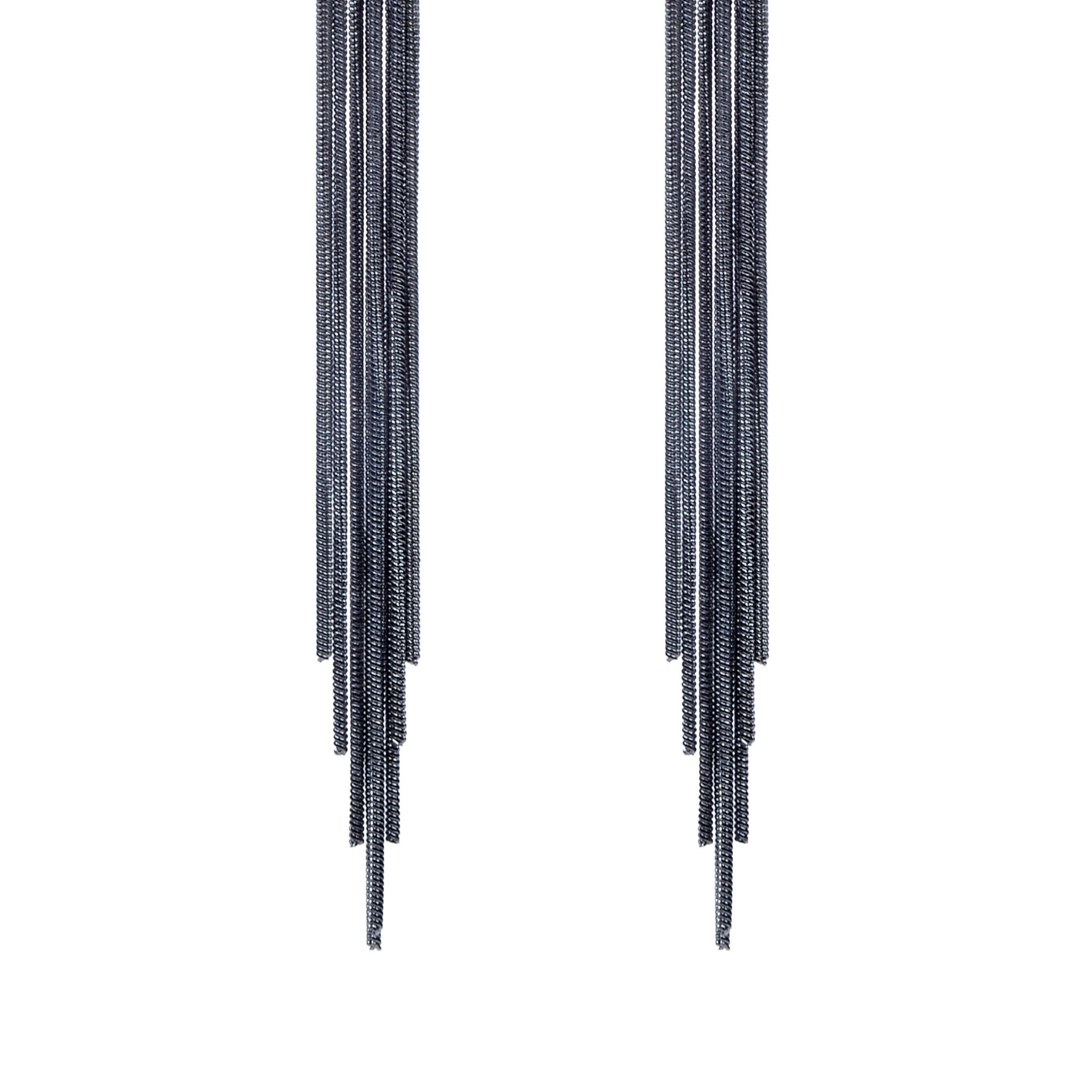 Fashion Black Tassel Chain Long Dangle Earrings E2173