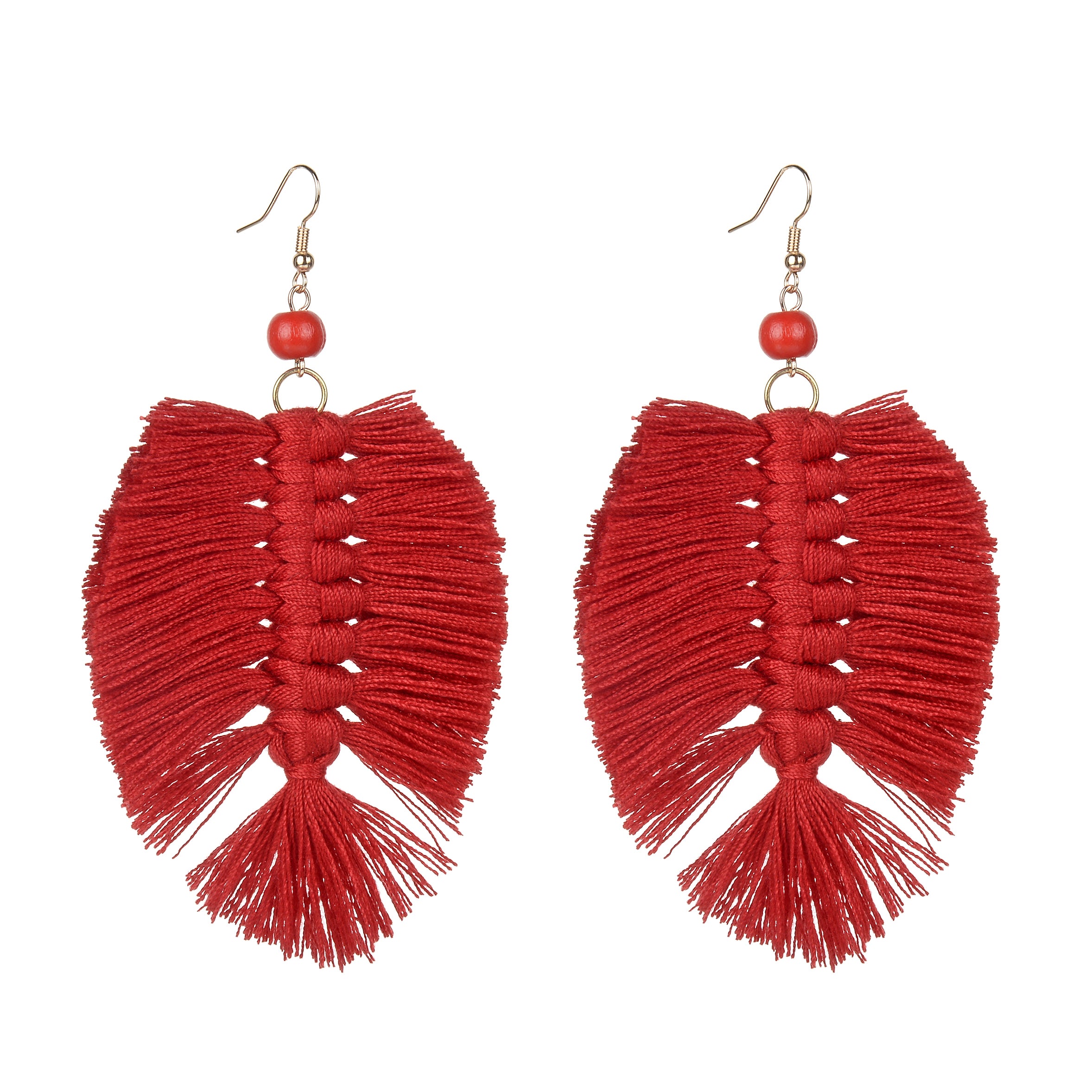 Pendientes bohemios con borlas trenzadas E2381