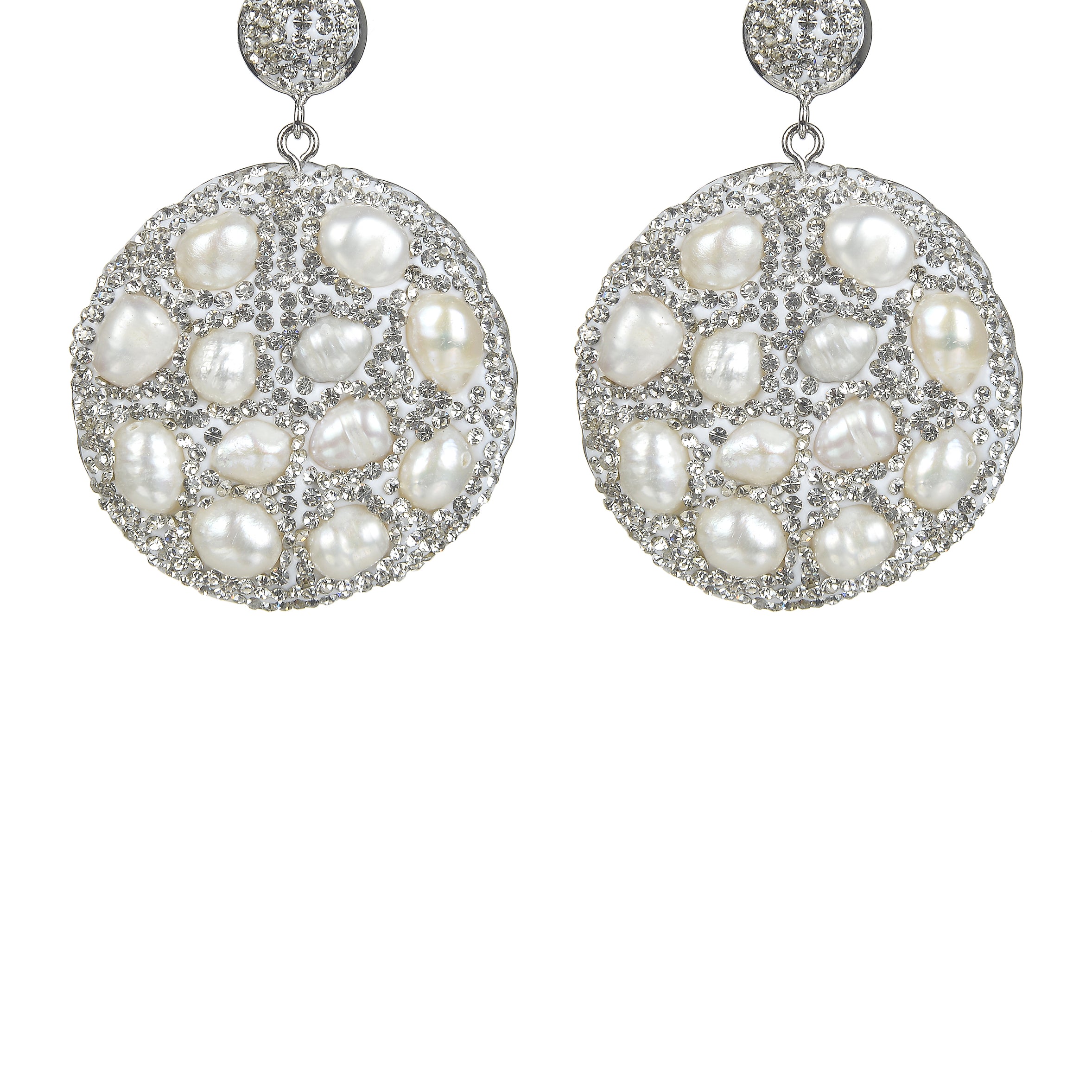 Pendientes colgantes de perlas y diamantes de imitación E2480