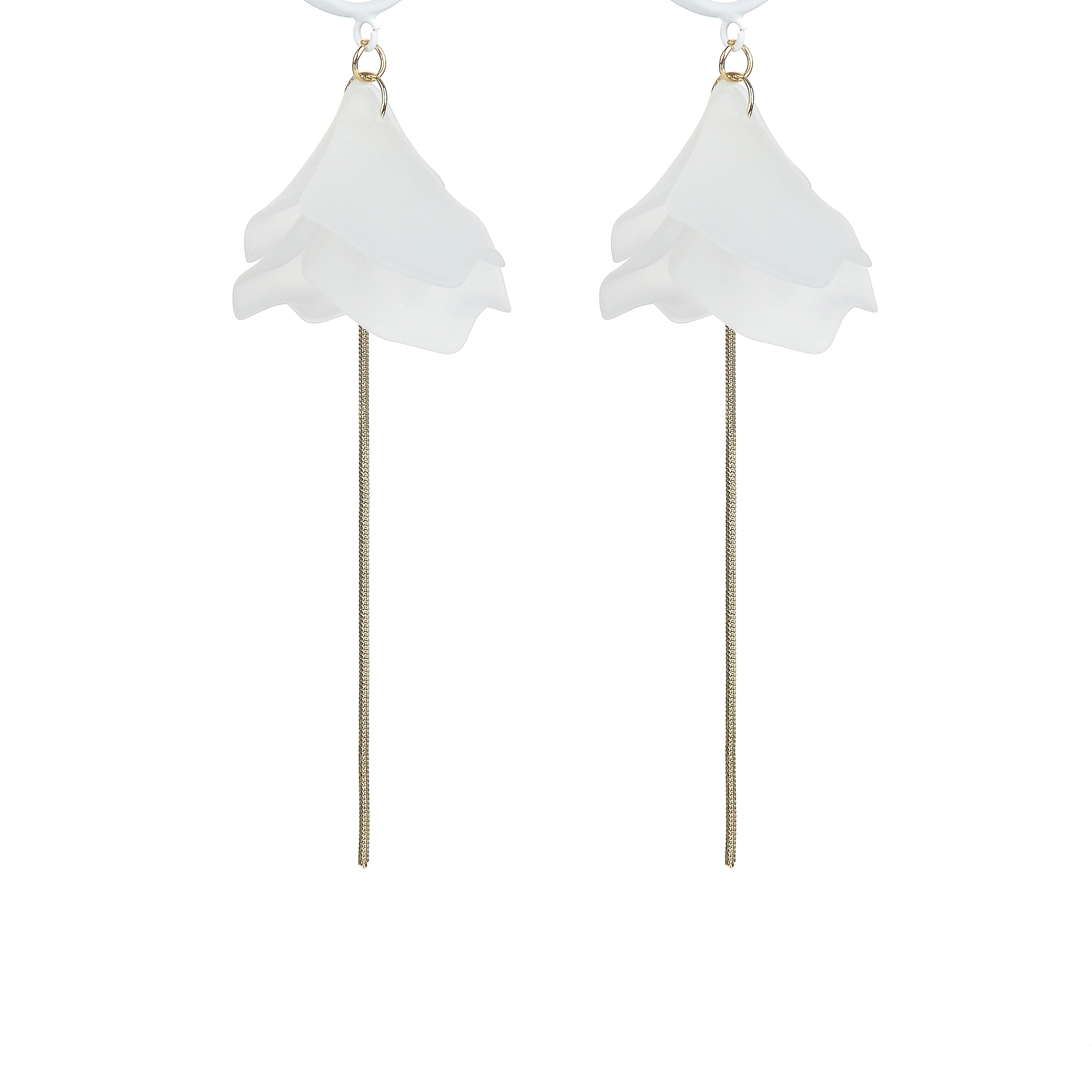 Pendientes largos elegantes blancos E2542