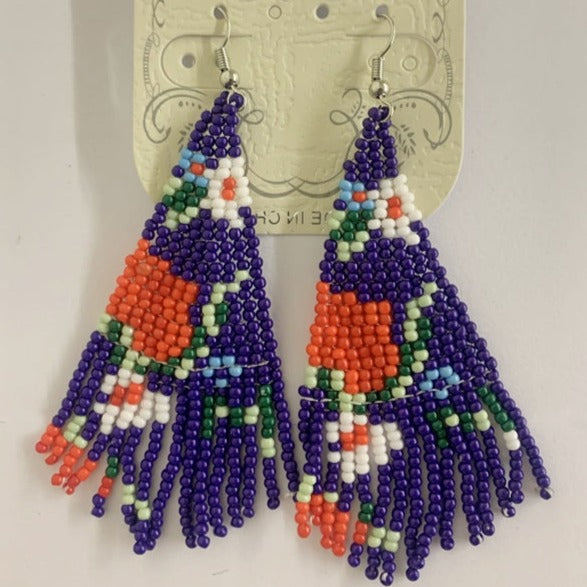 Seed Bead Tassel Earrings E2596