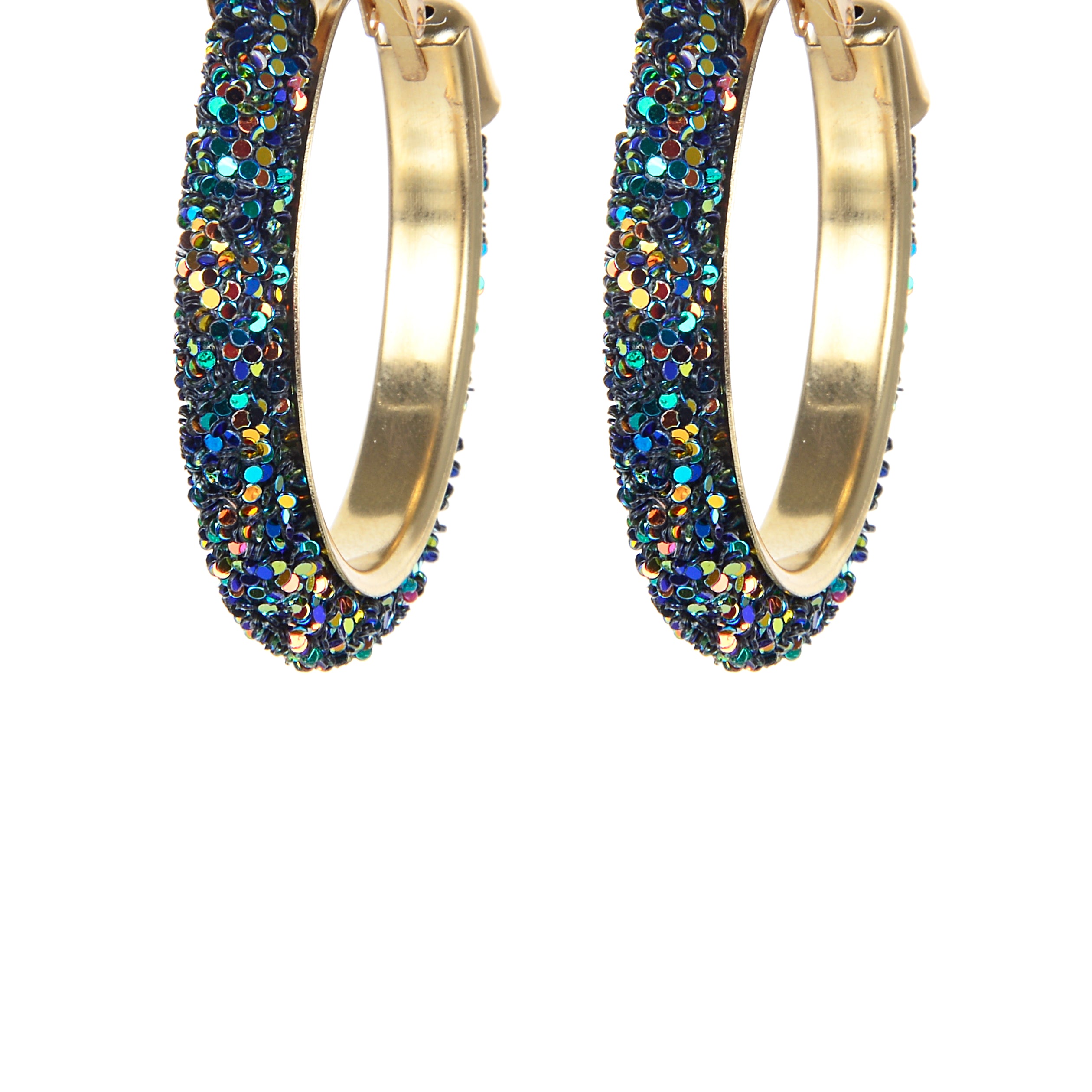 Pendientes de aro de metal con destellos grandes E2668-S