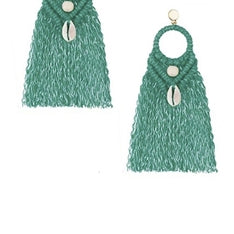 Pendientes bohemios trenzados con borlas de conchas E2833