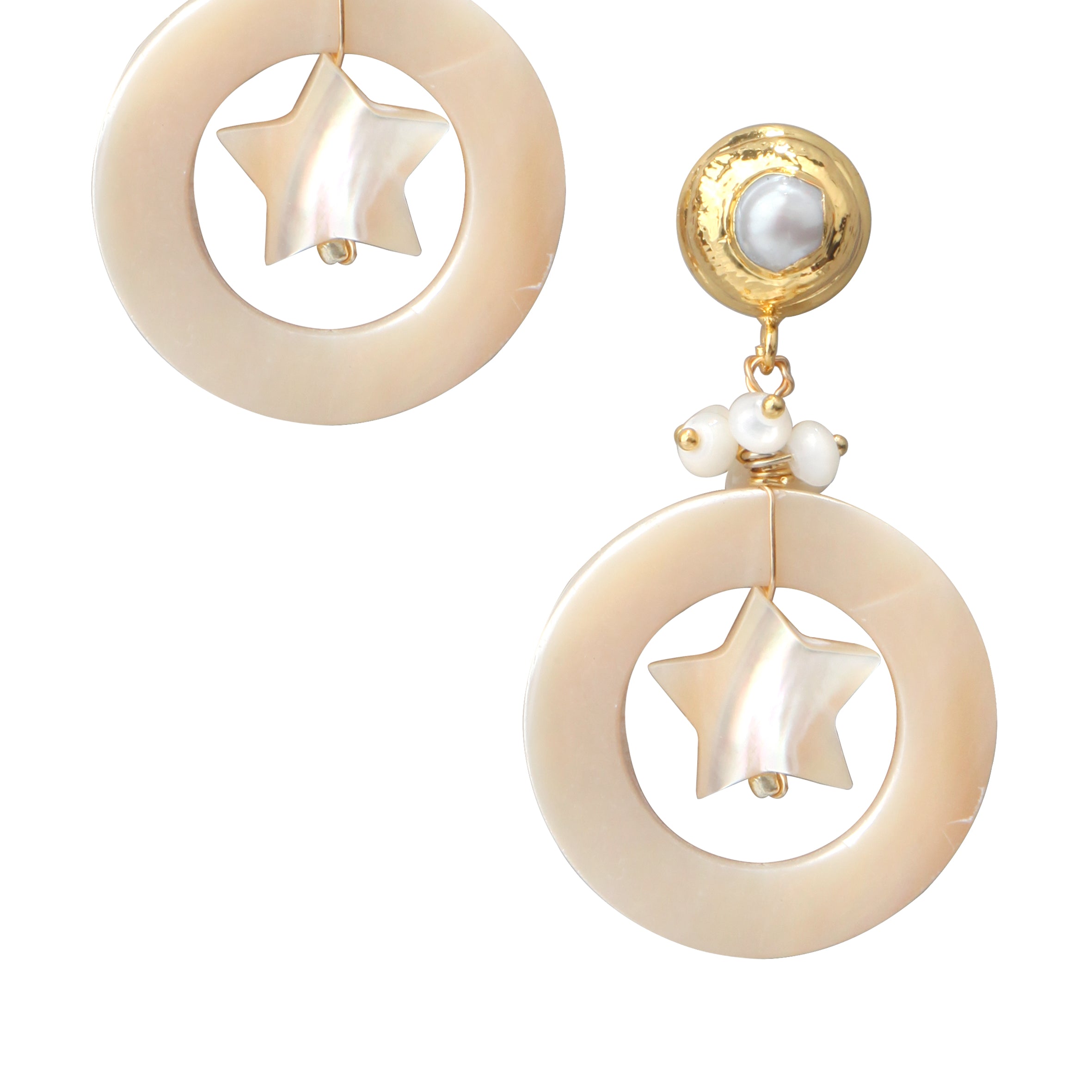 Hollow Circle Star Shell Earrings E2883