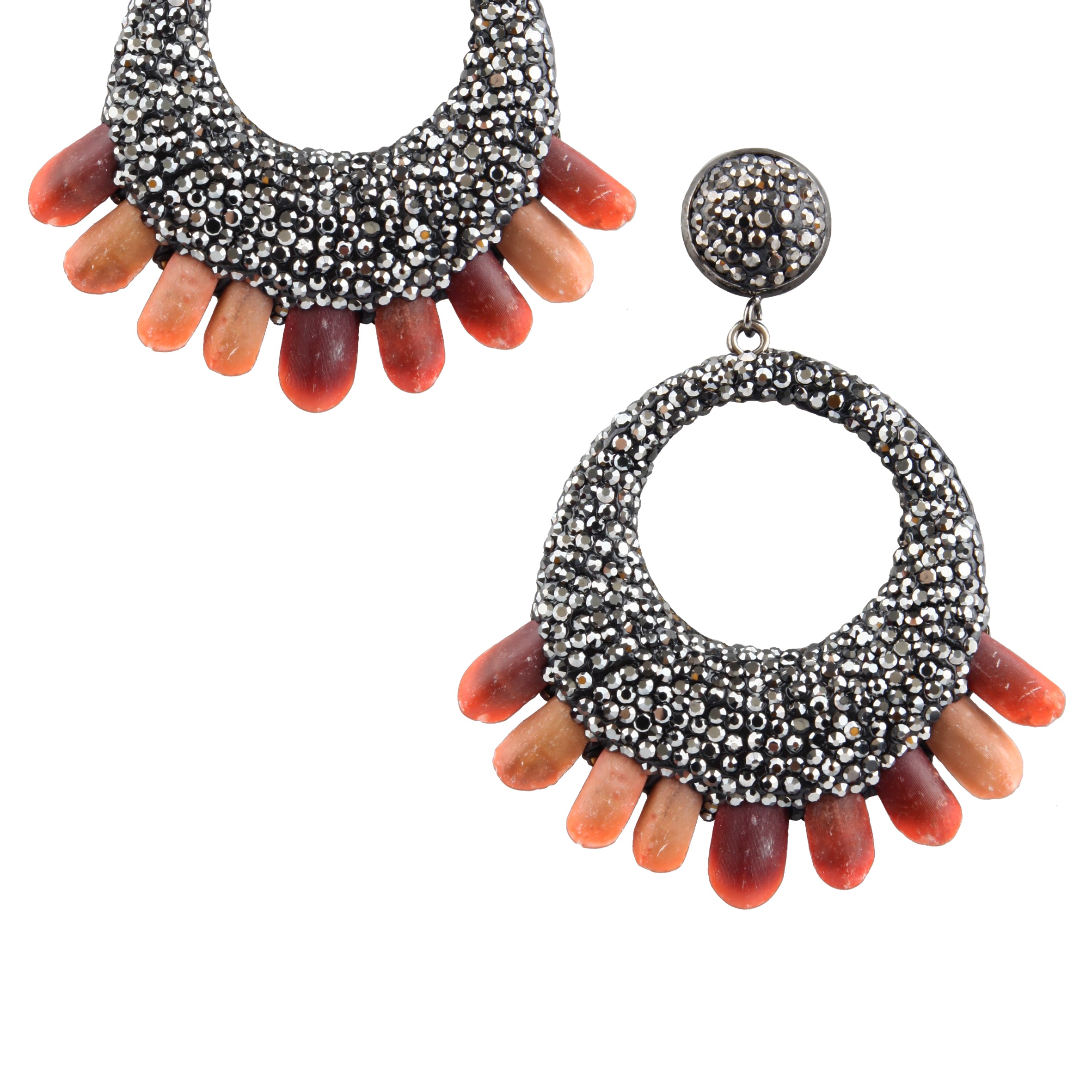 Hollow Circle Crystal Dangle Earrings E2895