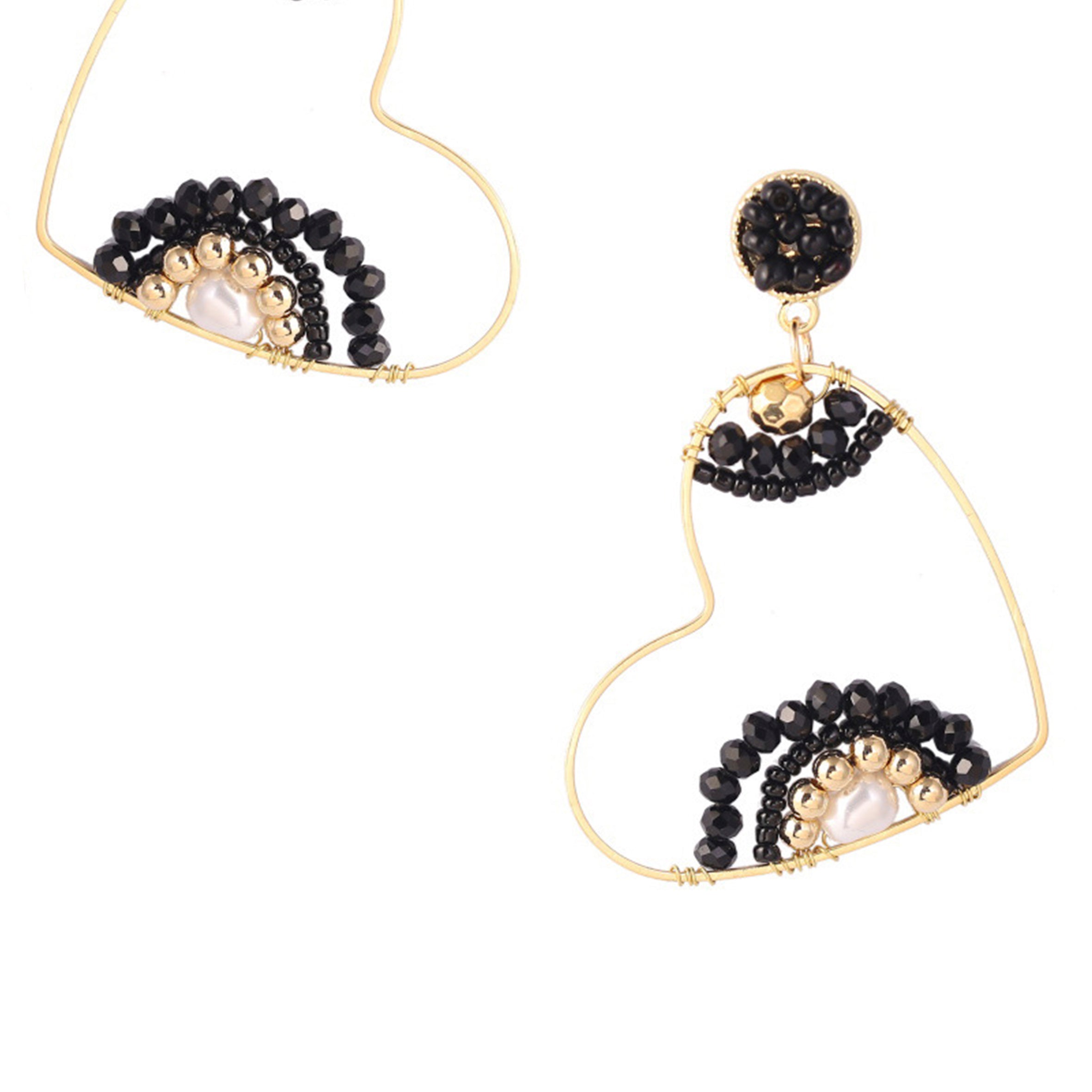 Pendientes de cuentas en forma de corazón E3116