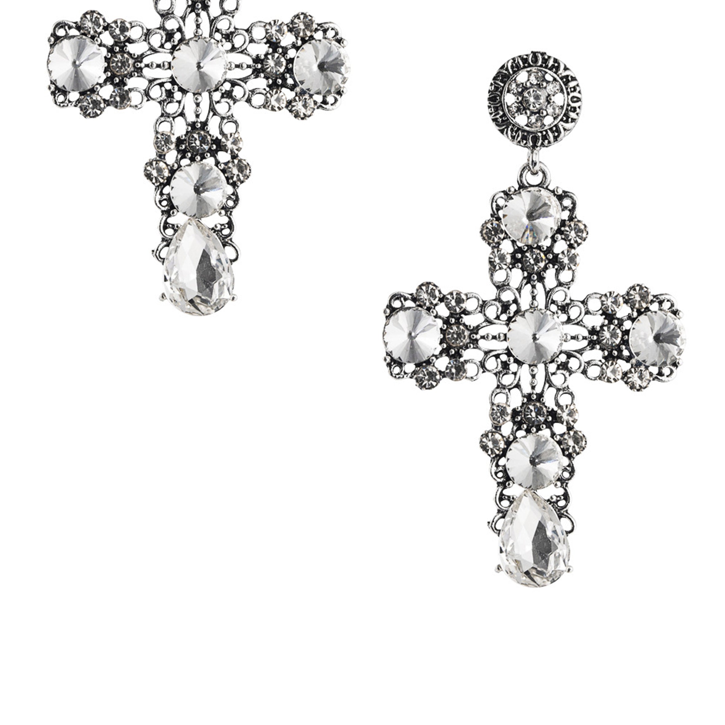 Pendientes de diamantes de imitación con forma de cruz hueca E3175