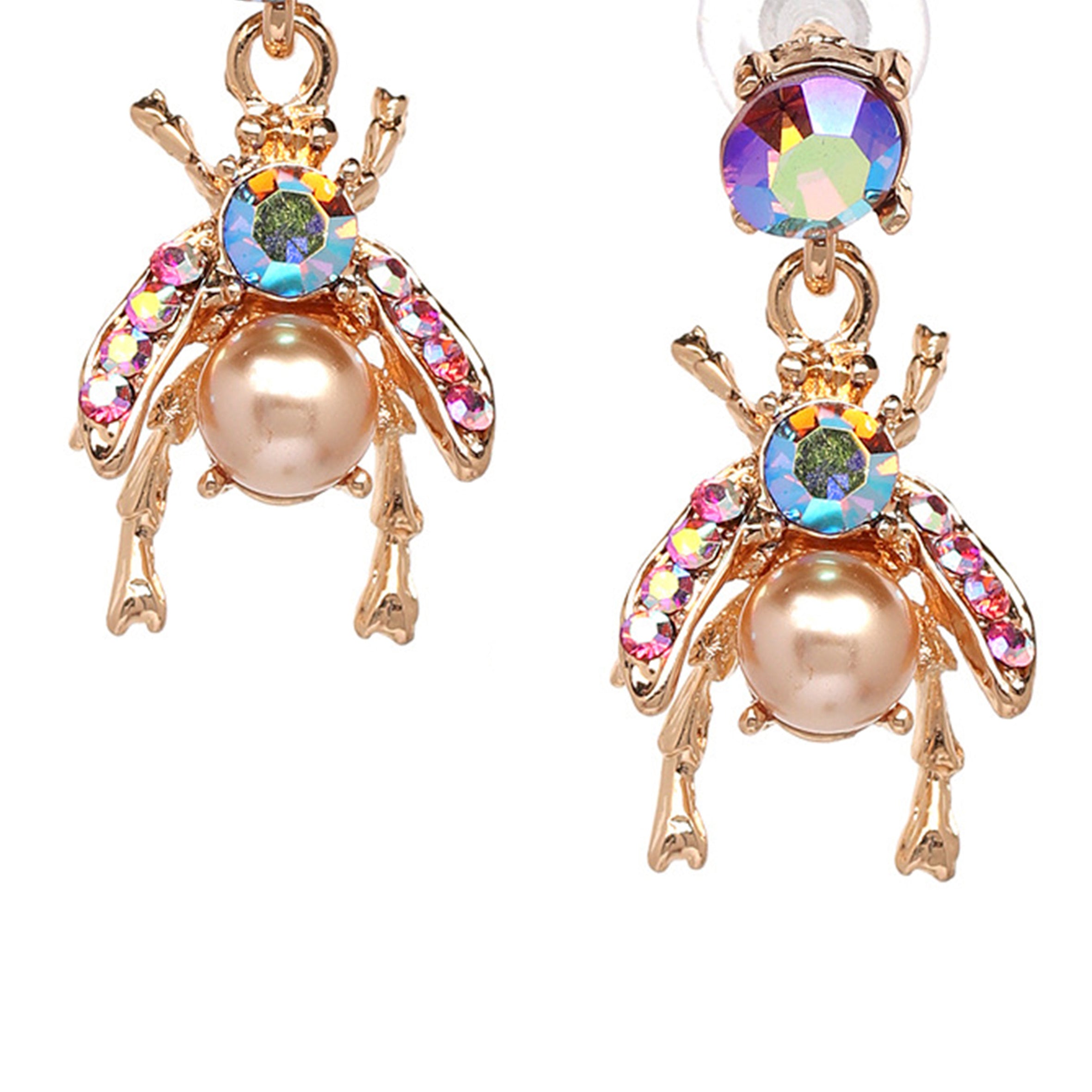 Rhinestone Beetle Earrings E3202
