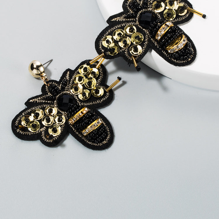 Pendientes de franela con forma de abeja E3369