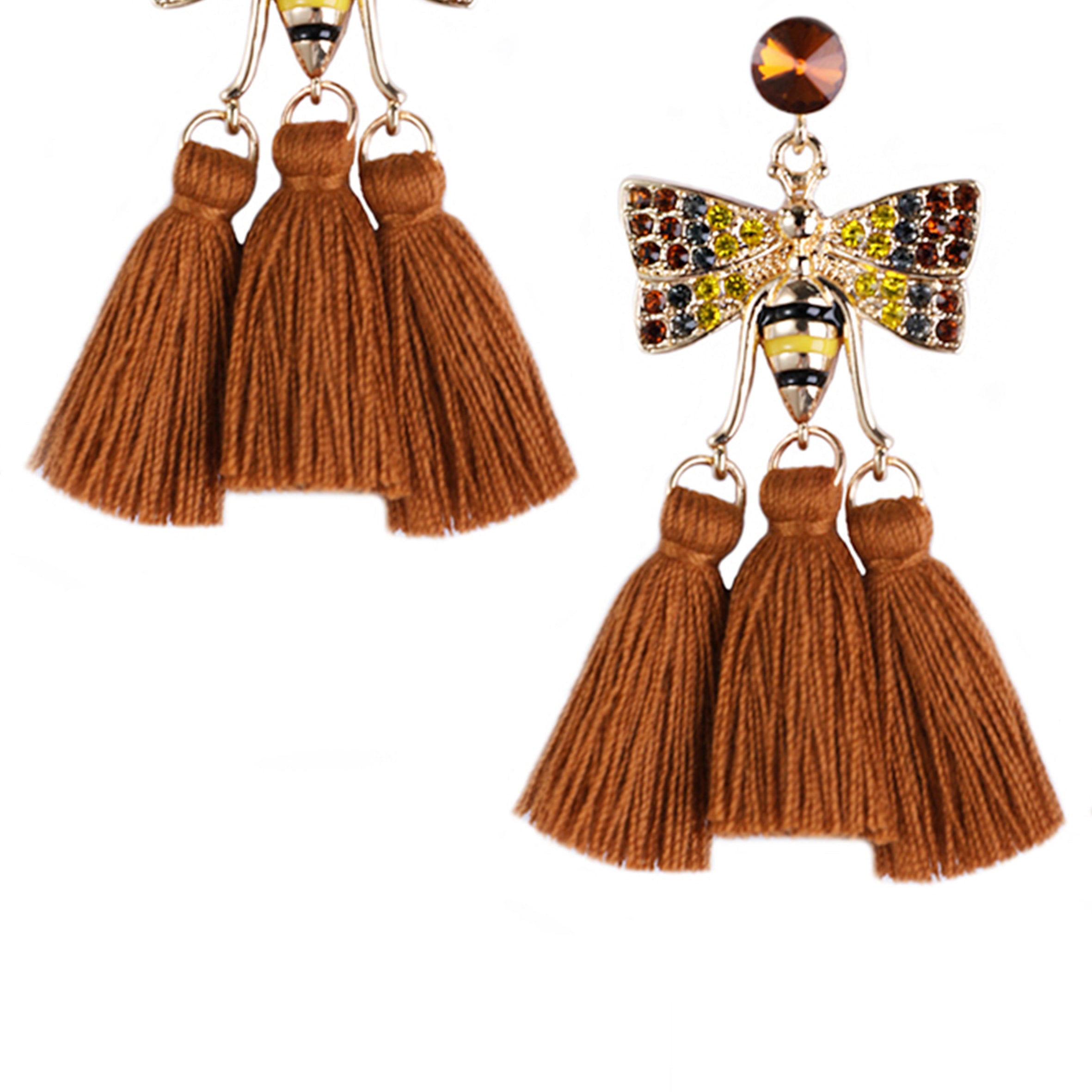 Rhinestone Bee Tassel Earrings E3370