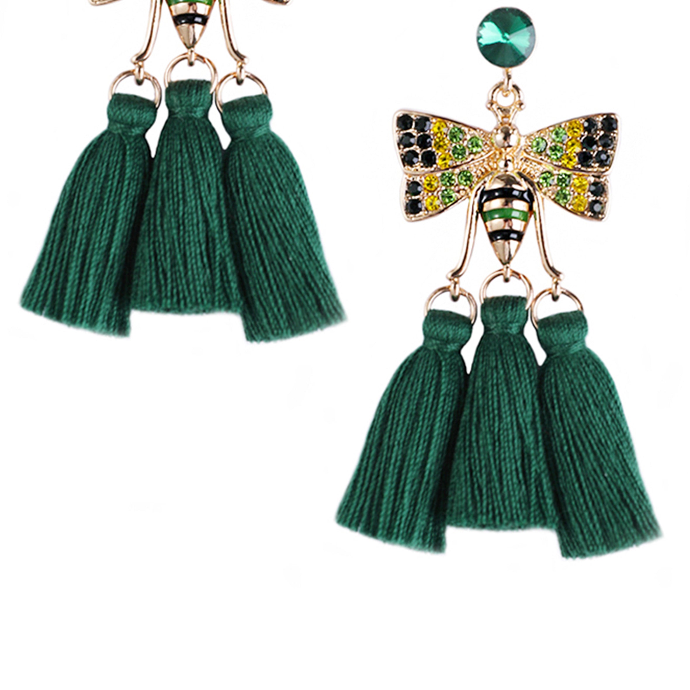 Rhinestone Bee Tassel Earrings E3370