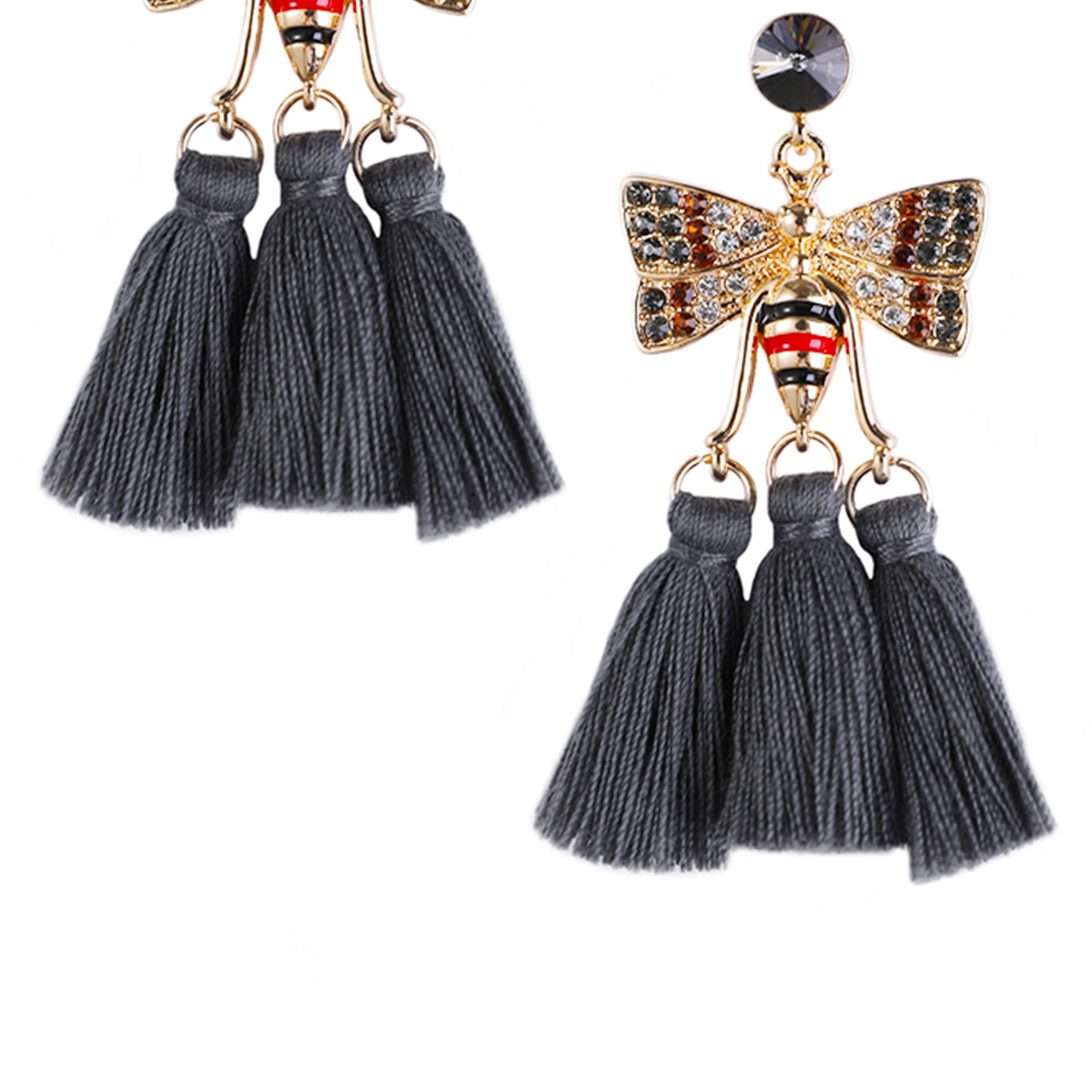 Rhinestone Bee Tassel Earrings E3370