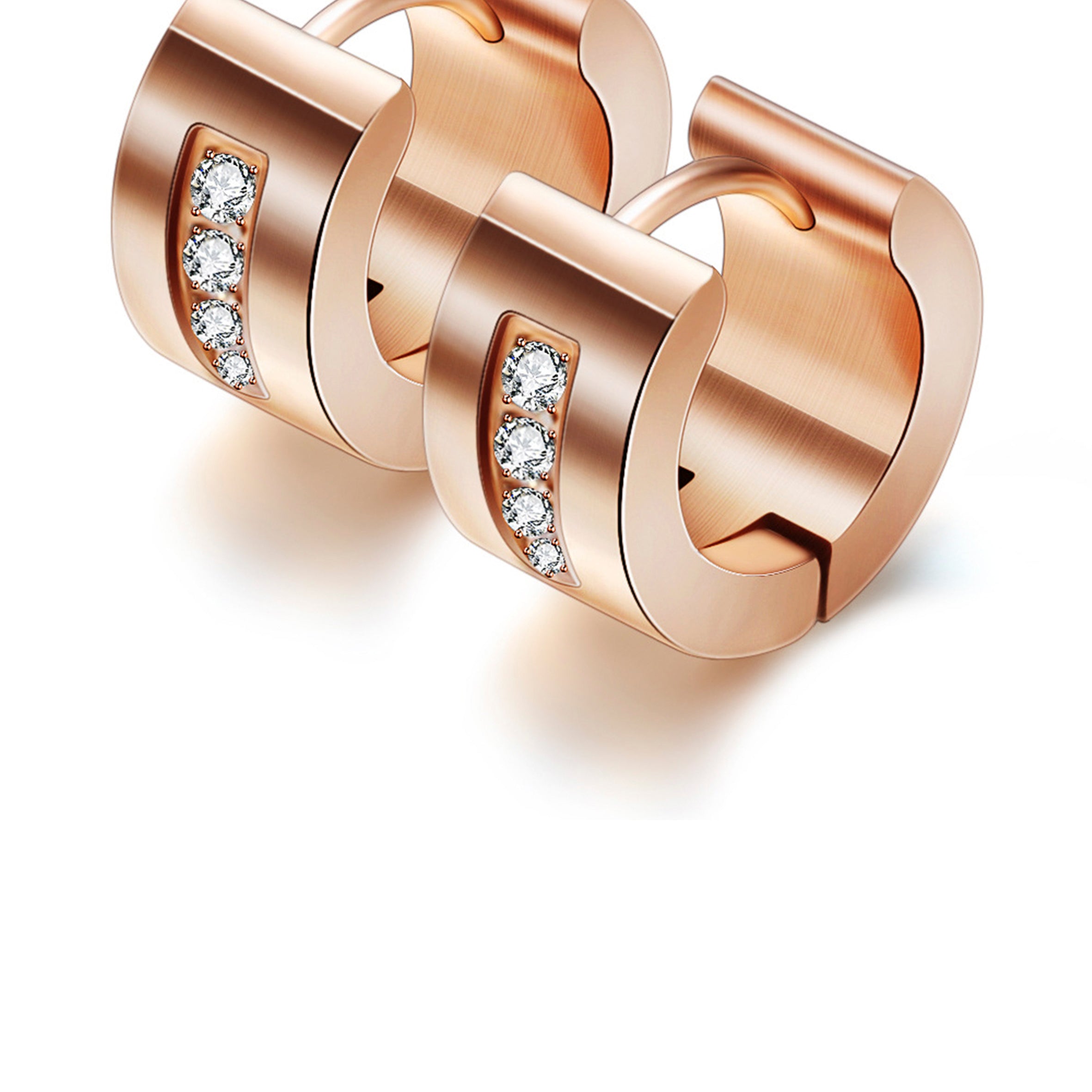 Rhinestone Stainless Steel Hoop Earrings E3404