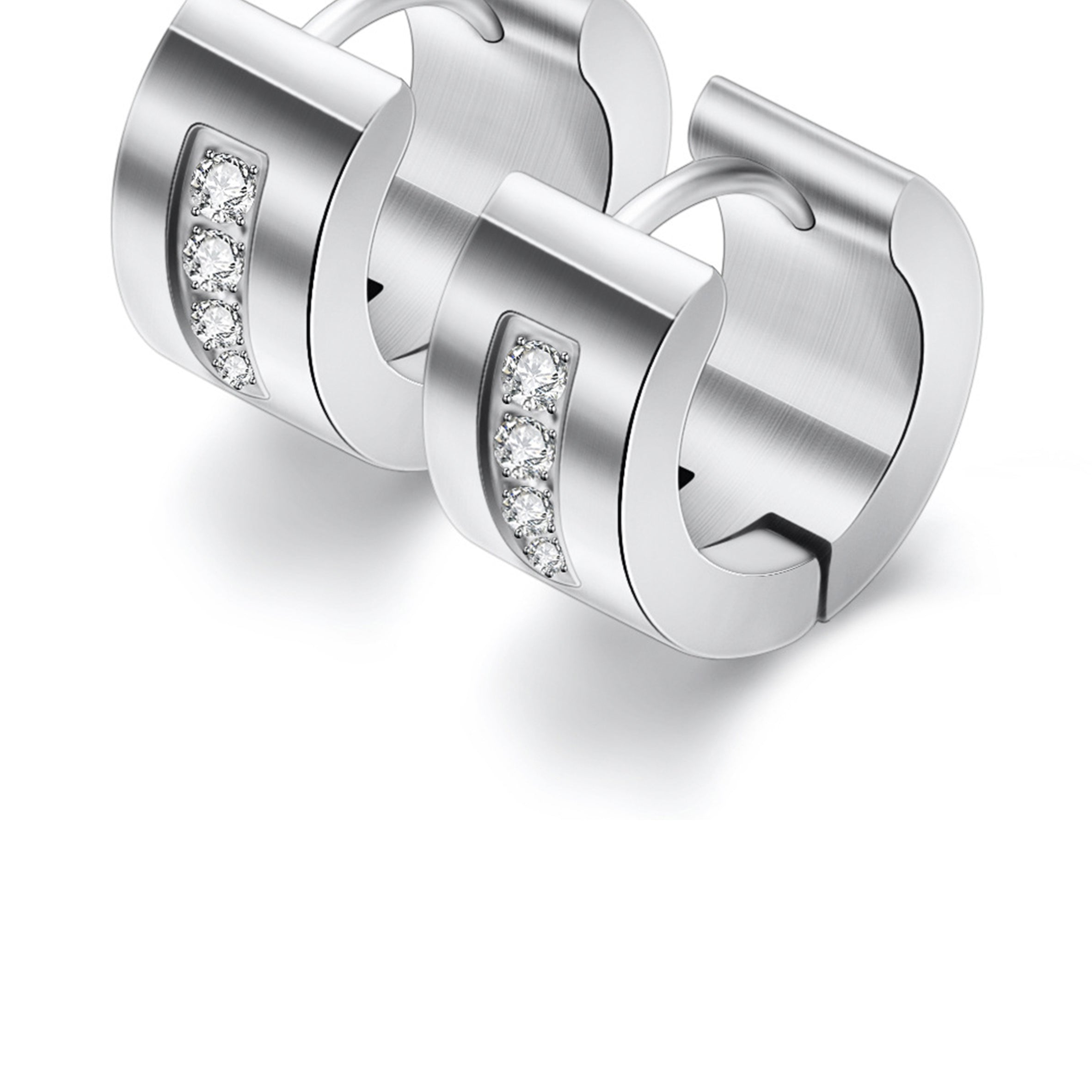 Rhinestone Stainless Steel Hoop Earrings E3404