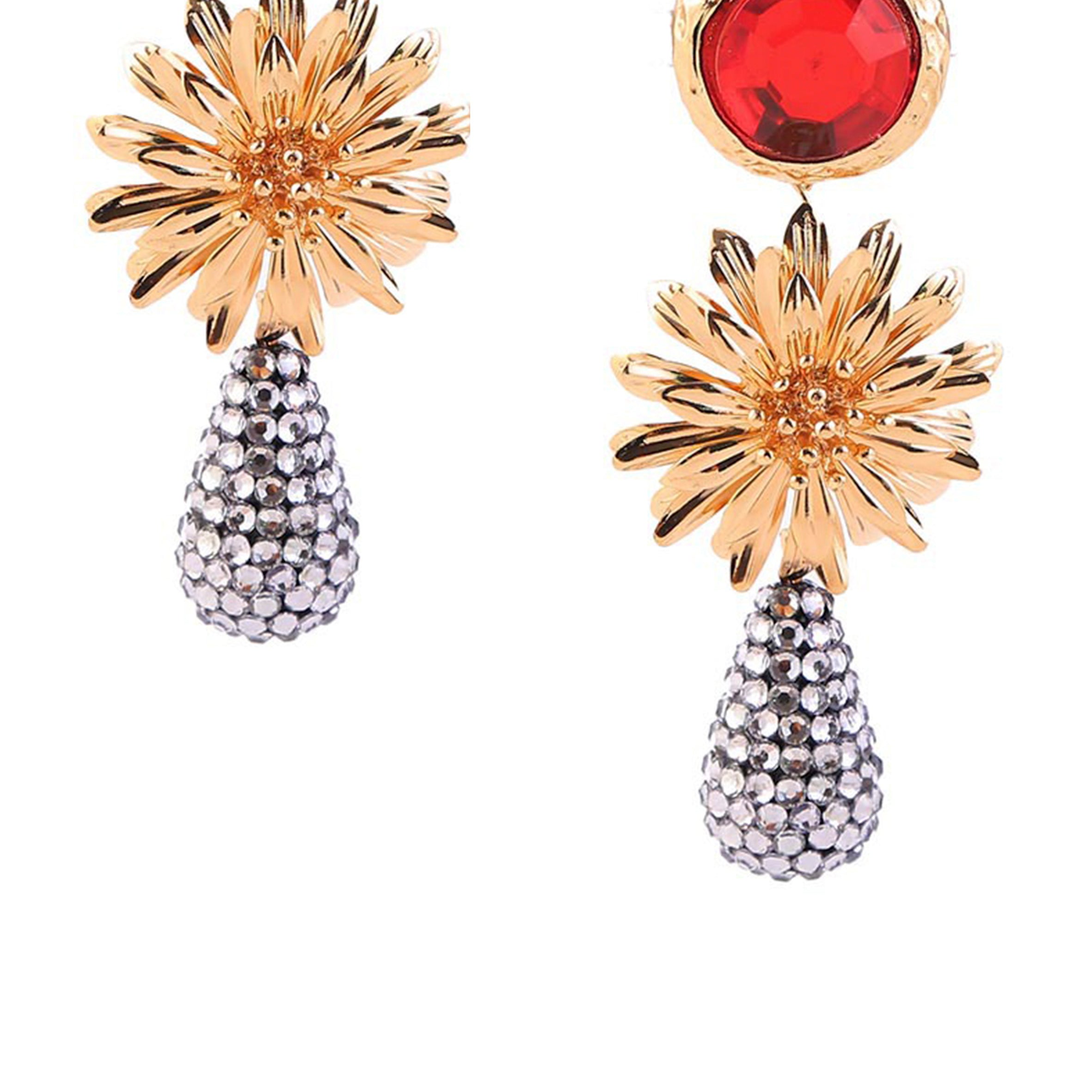 Pendientes colgantes de aleación con diseño floral E3550-1