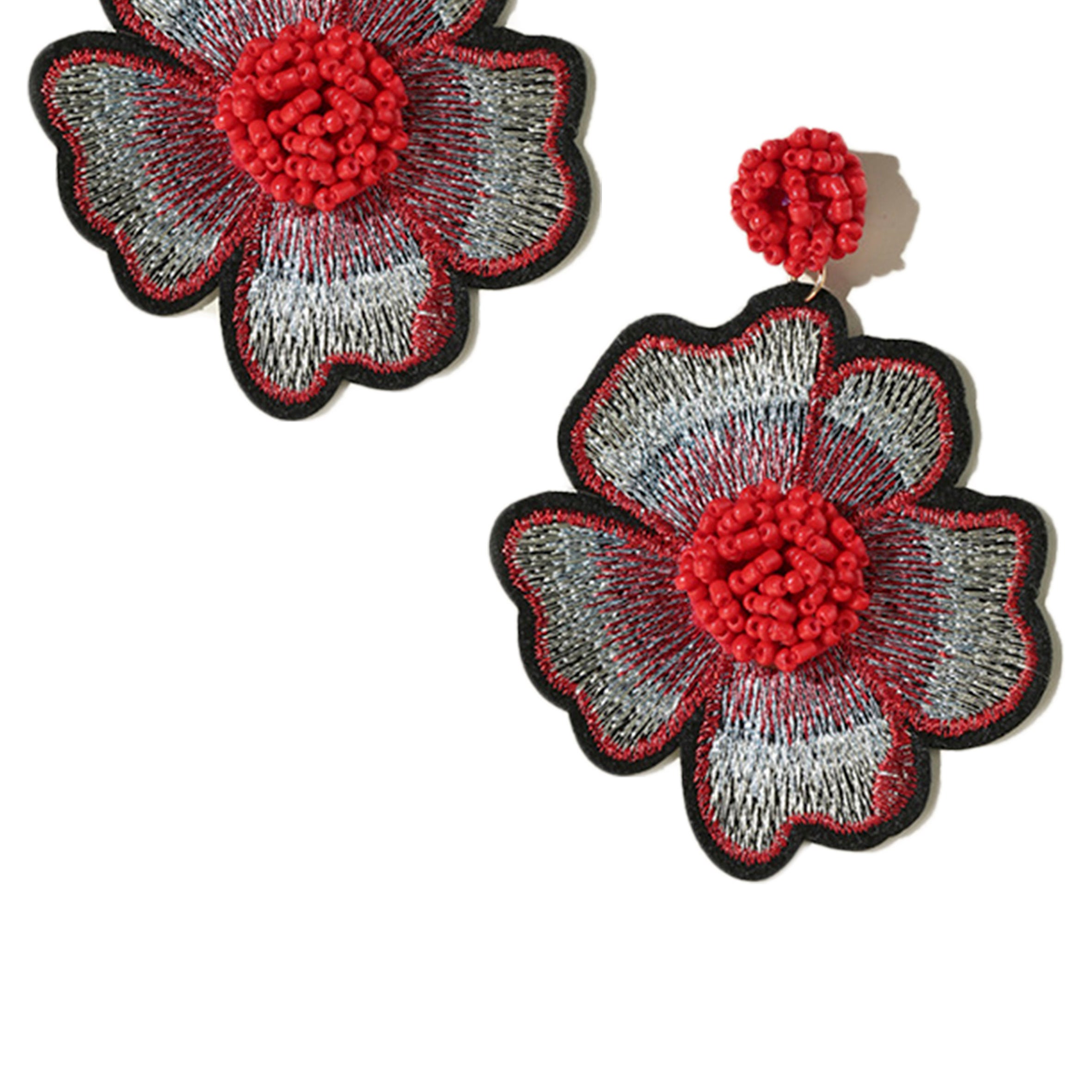 Pendientes de flores bordadas E3555