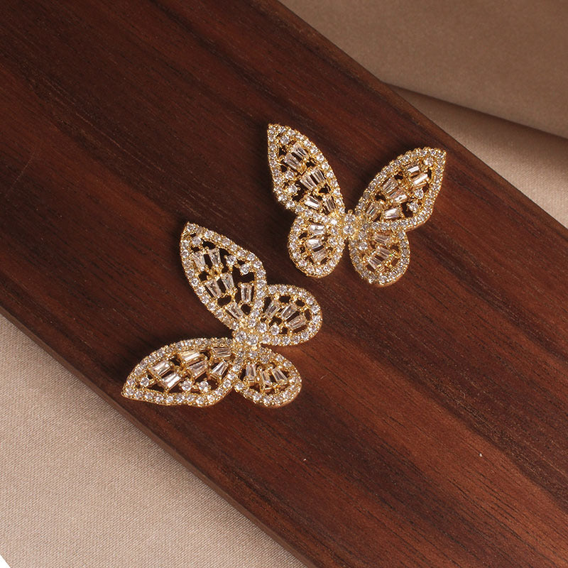 Zircon Butterfly Stud Earrings E3607